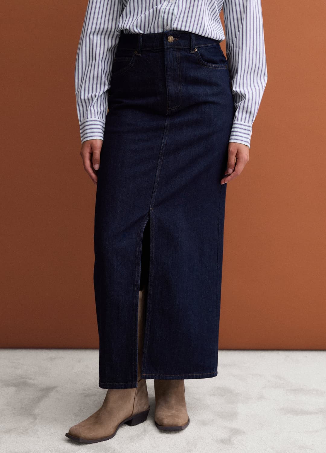 Blaue Midirock Aus Reinem Baumwoll-denim | OVS Blaue Midirock Aus Reinem Baumwoll-denim - 1 | OVS