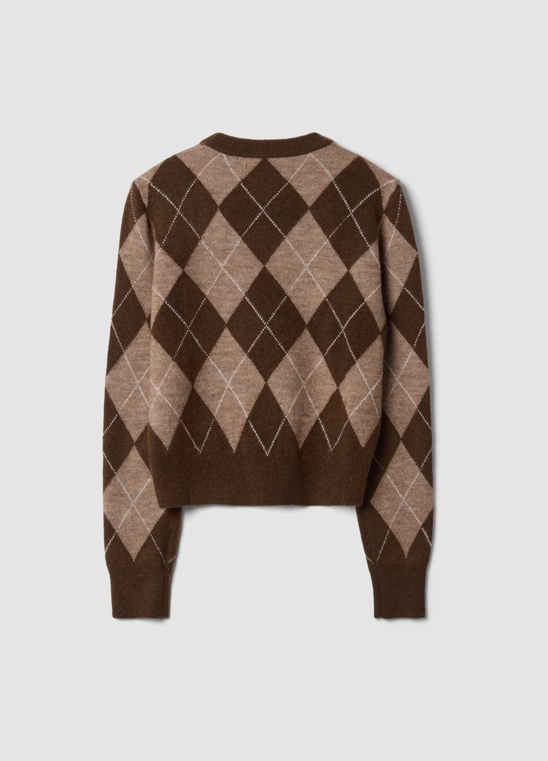 Brauner Crewneck-pullover Aus Elastischer Wolle Mit Rautenmuster | OVS Brauner Crewneck-pullover Aus Elastischer Wolle Mit Rautenmuster - 2 | OVS