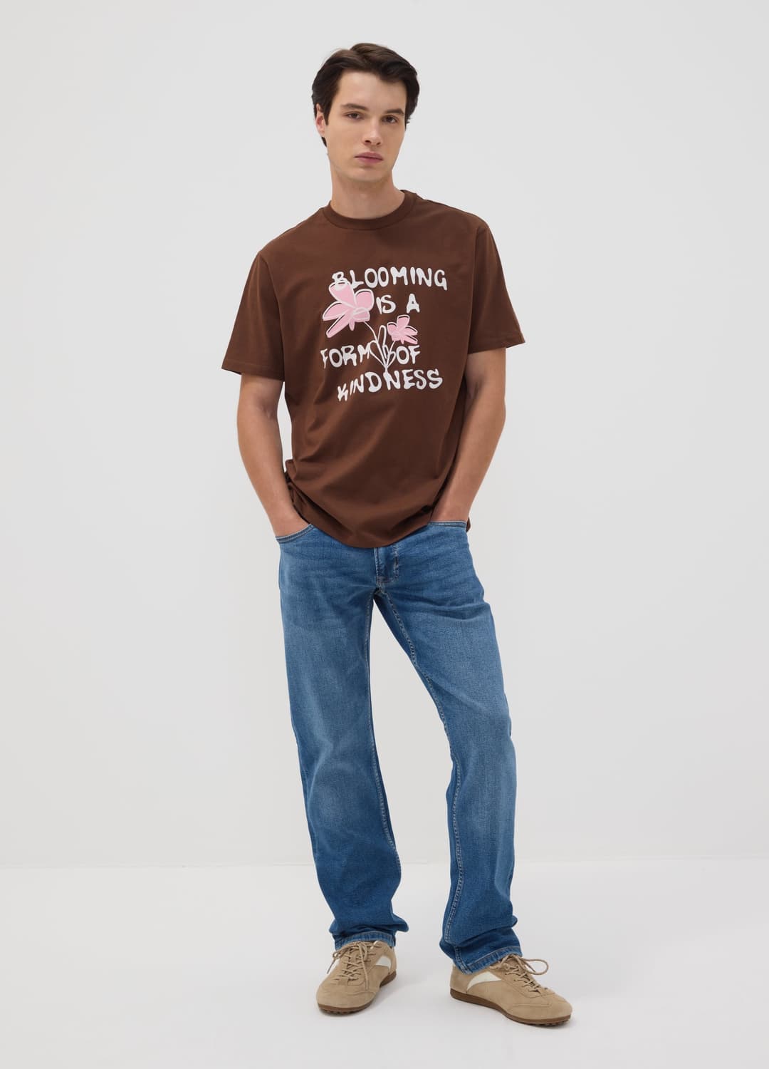 T-shirt Marrone In Puro Cotone Jersey Con Scritta Regular Fit | OVS T-shirt Marrone In Puro Cotone Jersey Con Scritta Regular Fit - 1 | OVS