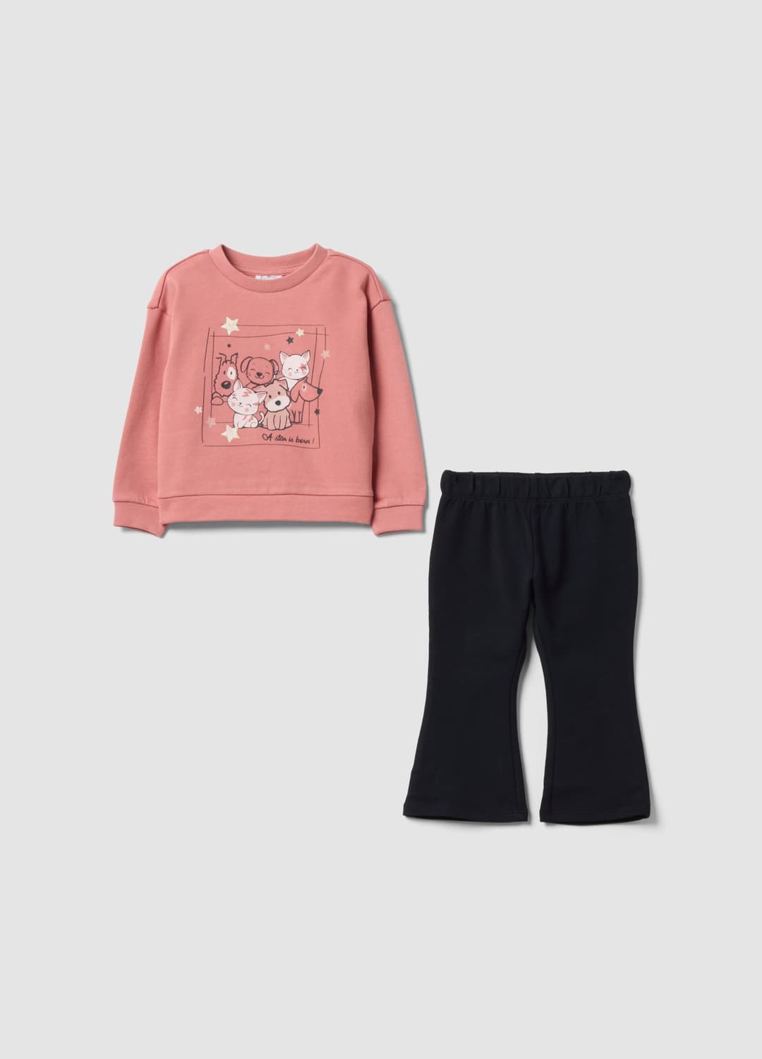 Mehrfarbiges Set Aus Reiner Baumwolle Mit Sweatshirt Mit Tierprint Für Baby-mädchen | OVS Mehrfarbiges Set Aus Reiner Baumwolle Mit Sweatshirt Mit Tierprint Für Baby-mädchen - 0 | OVS
