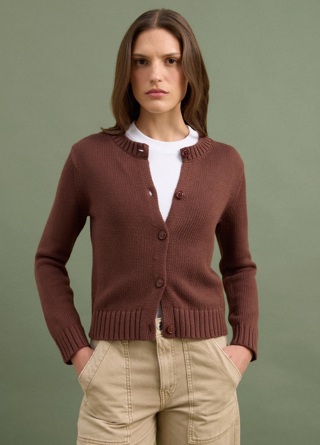 Brauner Cardigan Aus Reiner Baumwolle Mit Knöpfen | OVS Brauner Cardigan Aus Reiner Baumwolle Mit Knöpfen - 2 | OVS