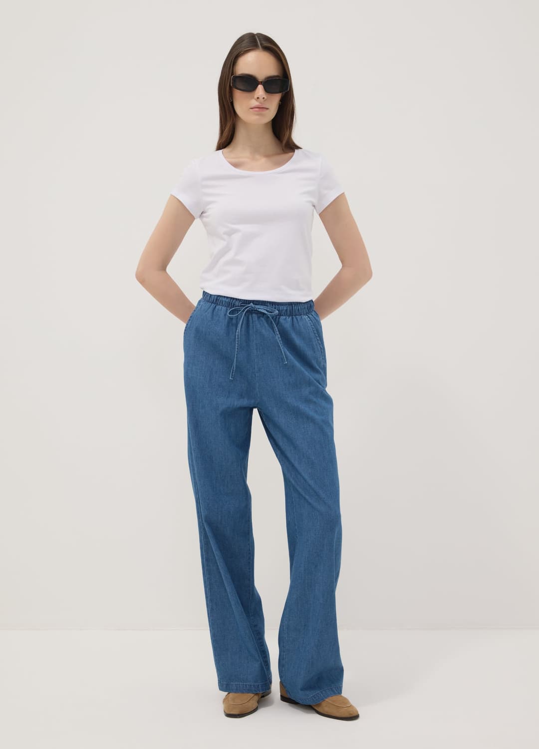 Blaue Wide-leg-jeanshose Aus Reiner Baumwolle Mit Tunnelzug | OVS Blaue Wide-leg-jeanshose Aus Reiner Baumwolle Mit Tunnelzug - 7 | OVS