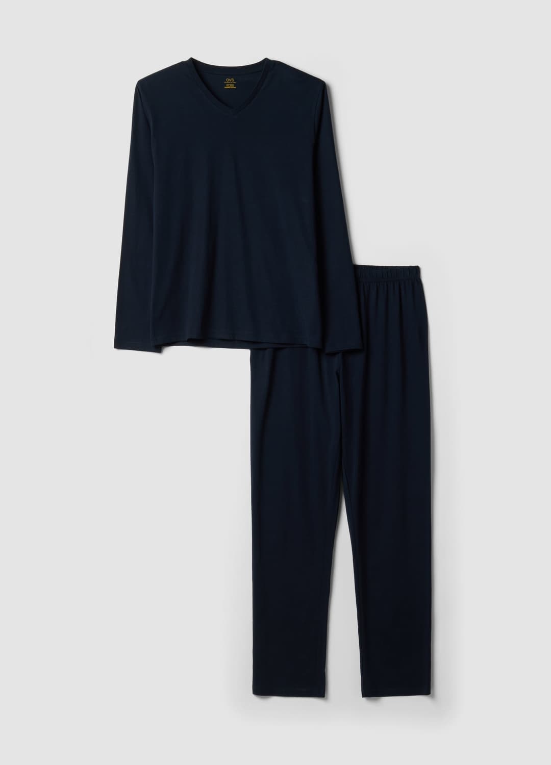 Pigiama Blu In Puro Cotone Organico Con Scollo A V Regular Fit | OVS Pigiama Blu In Puro Cotone Organico Con Scollo A V Regular Fit - 4 | OVS