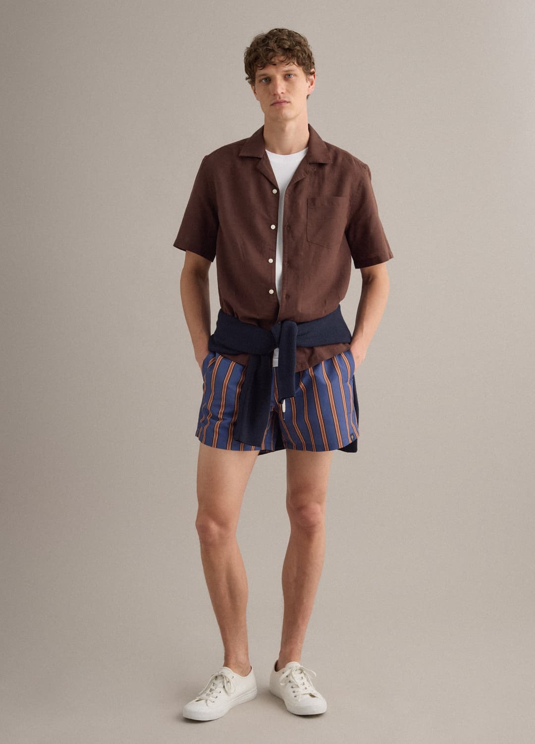Boxer Mare Blu A Righe Marroni Con Coulisse | OVS Boxer Mare Blu A Righe Marroni Con Coulisse - 0 | OVS