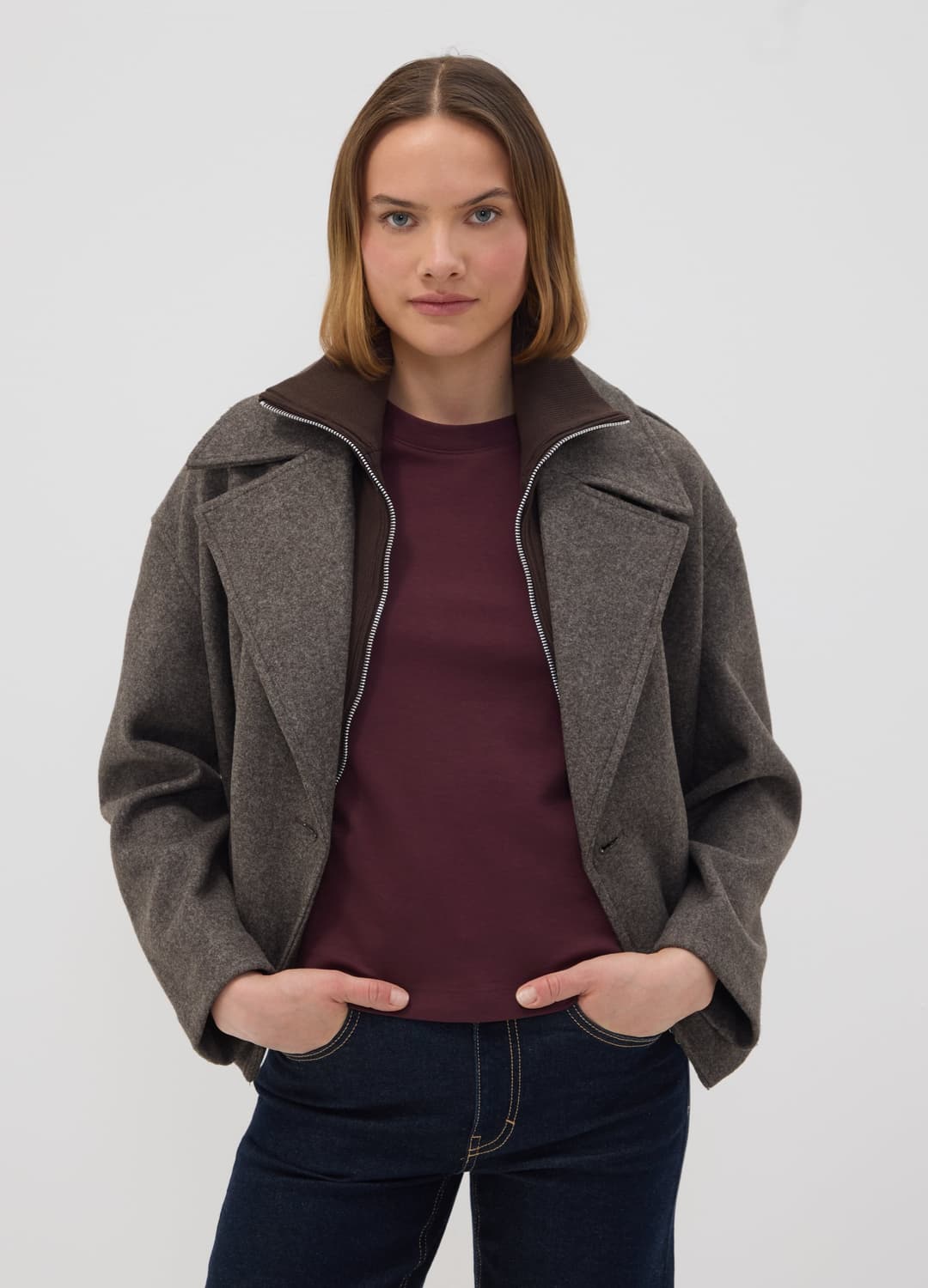 Giacca Grigia Doppiopetto Regular Fit Con Zip E Bottoni | OVS Giacca Grigia Doppiopetto Regular Fit Con Zip E Bottoni - 2 | OVS