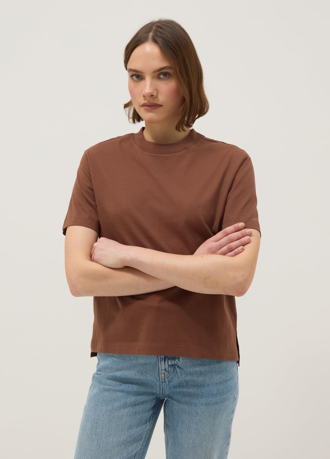 Braunes T-shirt Aus Reinem Baumwollstoff | OVS Braunes T-shirt Aus Reinem Baumwollstoff - 0 | OVS