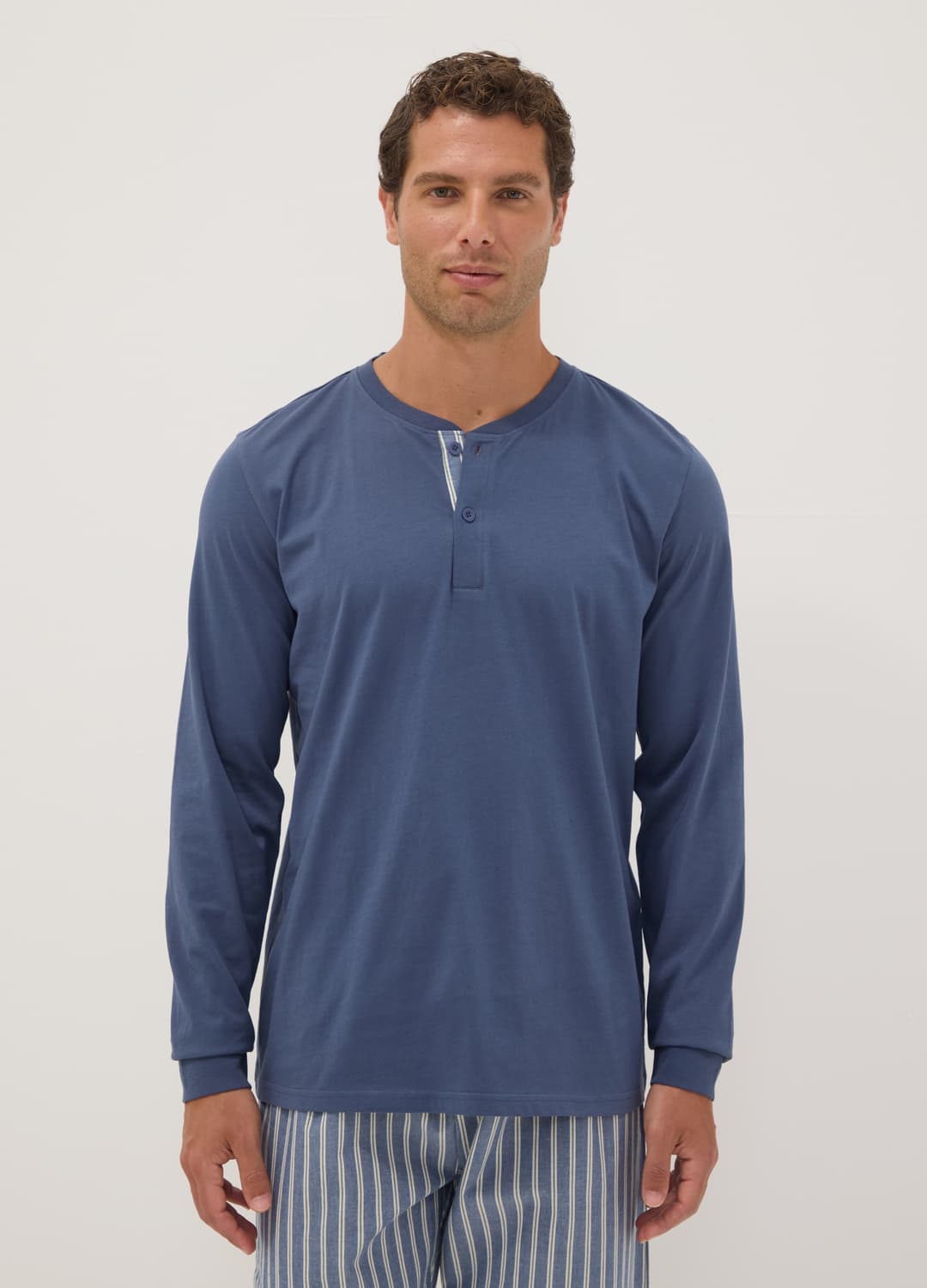 Pigiama Blu In Puro Cotone Organico Con Collo Serafino Regular Fit | OVS Pigiama Blu In Puro Cotone Organico Con Collo Serafino Regular Fit - 8 | OVS
