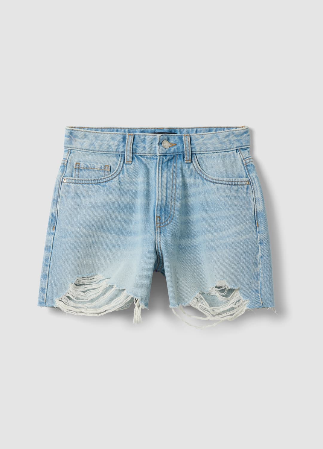 Hellblaue Denim-shorts Aus Reiner Baumwolle | OVS Hellblaue Denim-shorts Aus Reiner Baumwolle - 4 | OVS