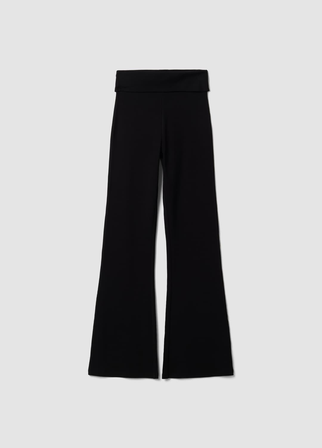 Schwarze Gerippte Flare-leggings Aus Reiner Baumwolle | OVS Schwarze Gerippte Flare-leggings Aus Reiner Baumwolle - 0 | OVS