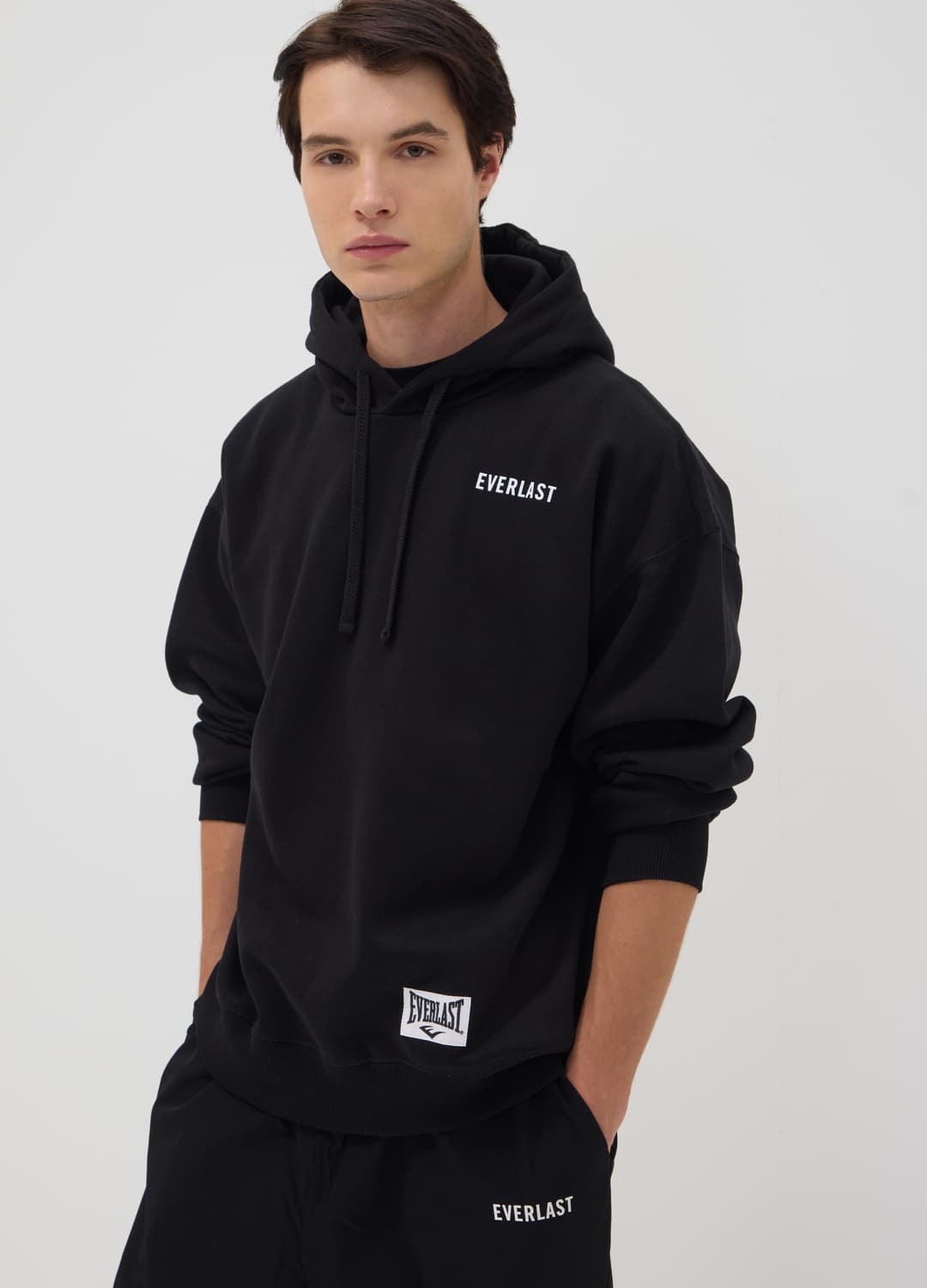 Felpa Nera Con Cappuccio In Misto Cotone Con Logo | OVS Felpa Nera Con Cappuccio In Misto Cotone Con Logo - 0 | OVS