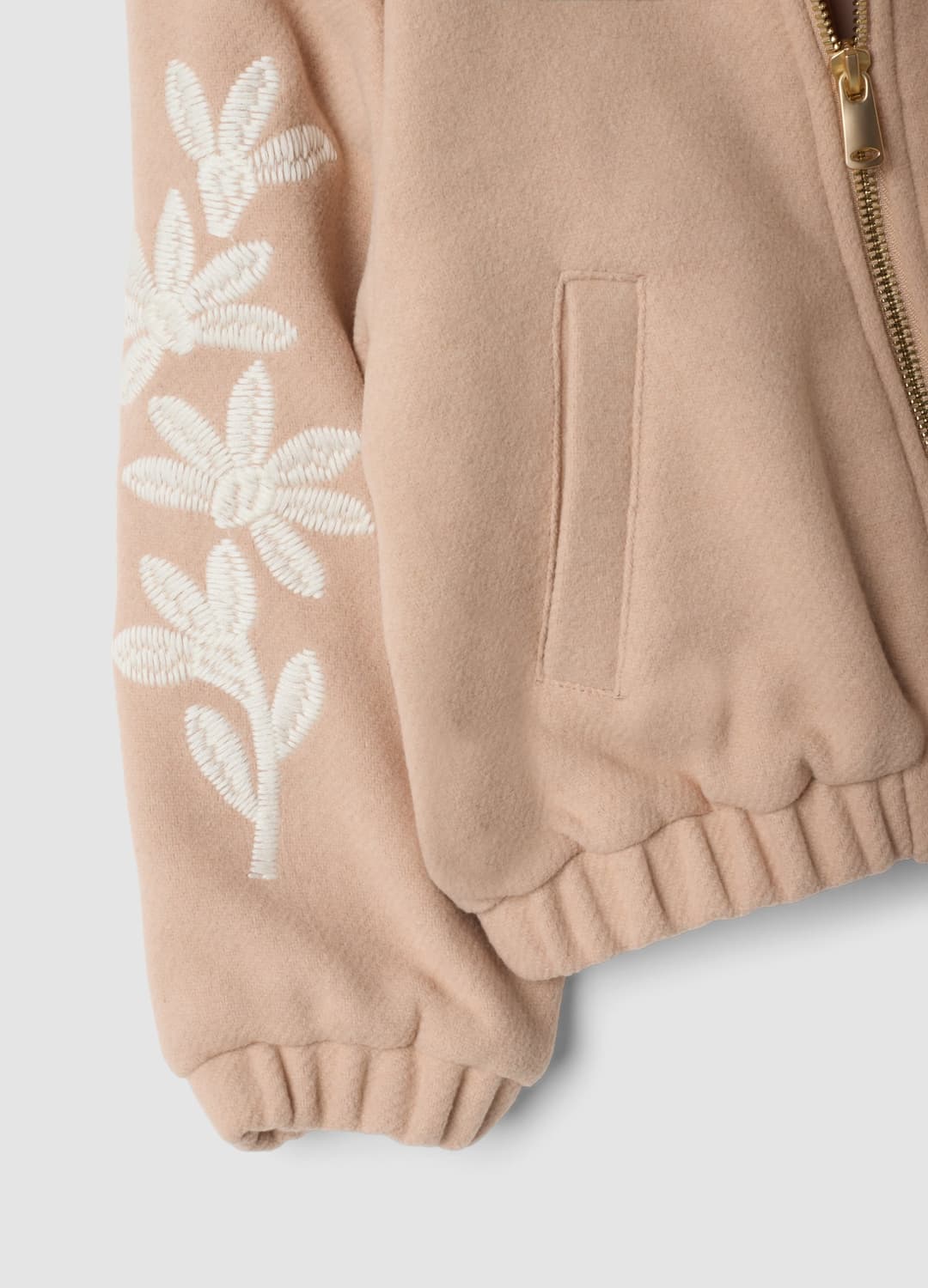 Giacca Beige In Misto Lana Con Zip E Ricami Floreali | OVS Giacca Beige In Misto Lana Con Zip E Ricami Floreali - 2 | OVS