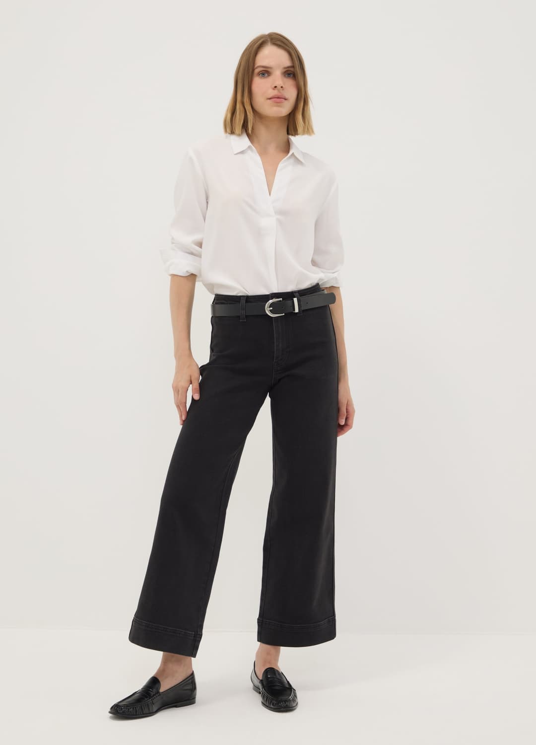 Schwarze Wide-leg-jeans Aus Stretch-baumwolle | OVS Schwarze Wide-leg-jeans Aus Stretch-baumwolle - 0 | OVS