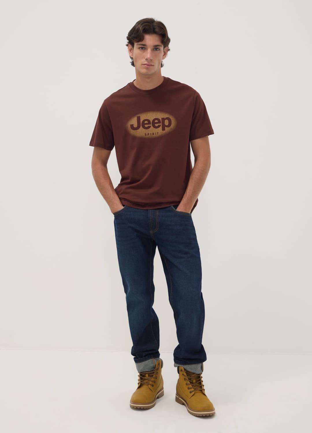 T-shirt Marrone In Puro Cotone Con Girocollo E Stampa Jeep | OVS T-shirt Marrone In Puro Cotone Con Girocollo E Stampa Jeep - 1 | OVS