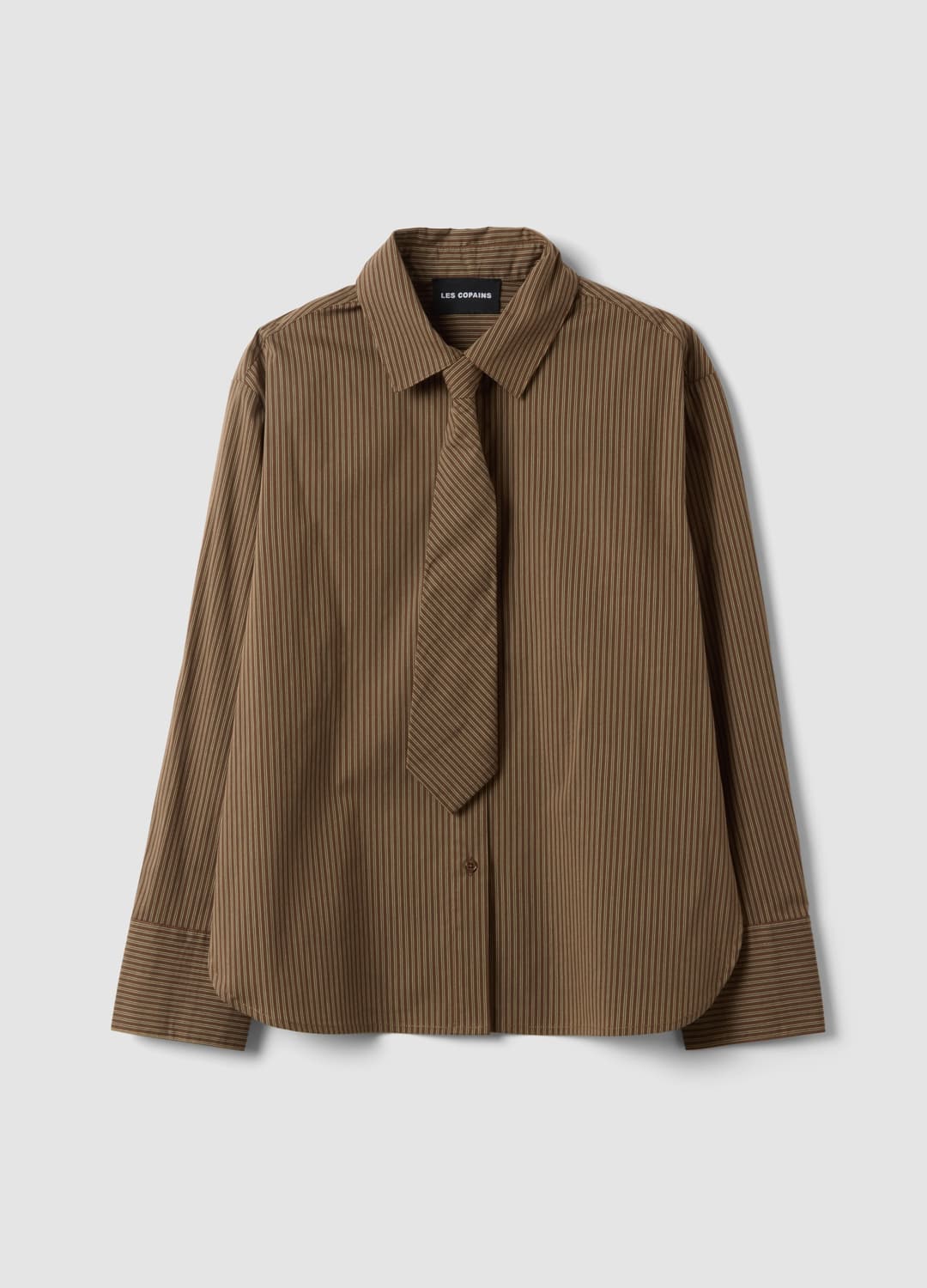 Camicia Marrone A Righe In Cotone Elasticizzato Con Cravatta Coordinata | OVS Camicia Marrone A Righe In Cotone Elasticizzato Con Cravatta Coordinata - 4 | OVS