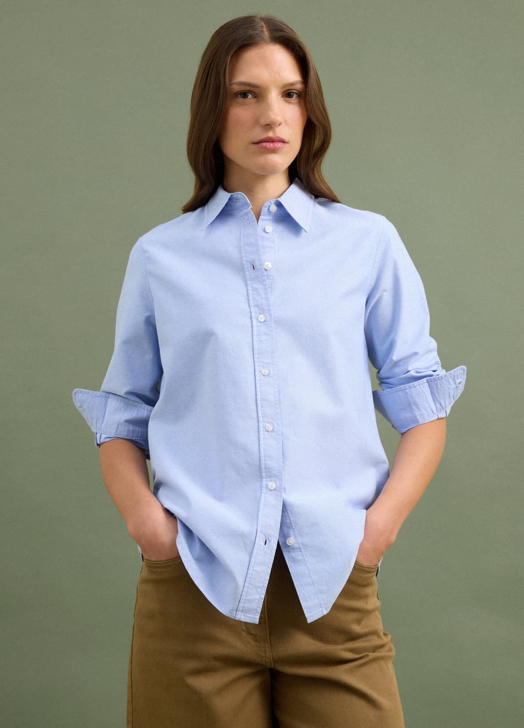Camicia Oxford Azzurra A Righe Bianche In Puro Cotone Comfort Fit | OVS Camicia Oxford Azzurra A Righe Bianche In Puro Cotone Comfort Fit - 9 | OVS