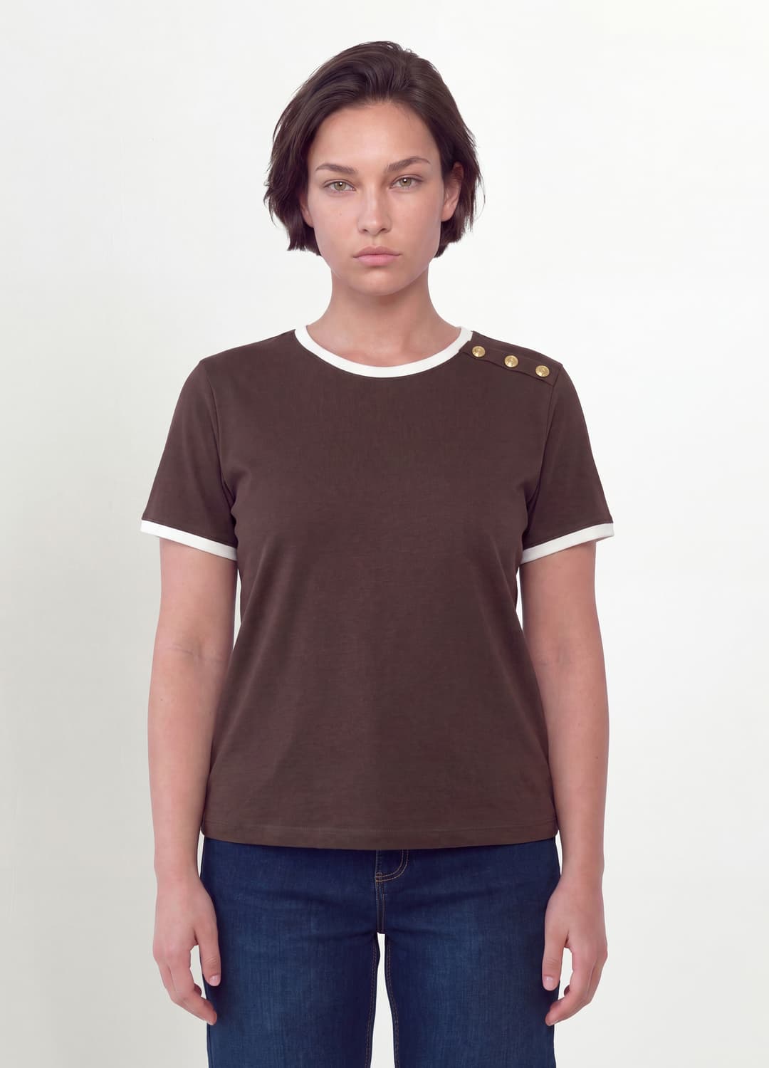 Rotes T-shirt Aus Reiner Baumwolle Mit Knöpfen | OVS Rotes T-shirt Aus Reiner Baumwolle Mit Knöpfen - 2 | OVS