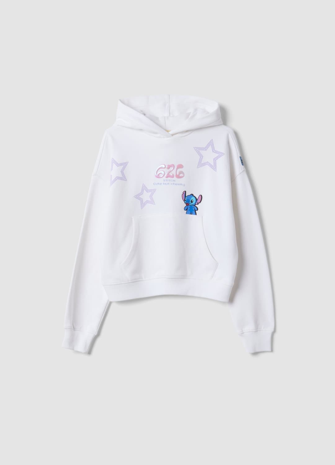 Felpa Bianca Corta In Puro Cotone Con Cappuccio E Stampa Lilo & Stitch | OVS Felpa Bianca Corta In Puro Cotone Con Cappuccio E Stampa Lilo & Stitch - 0 | OVS