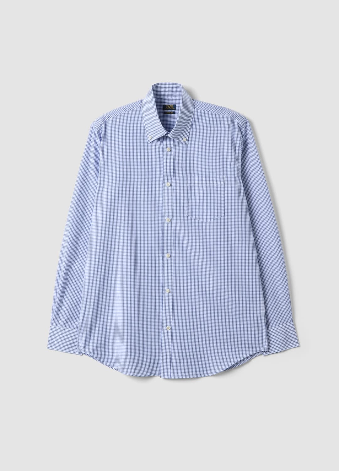 Camicia Azzurra In Misto Cotone A Quadretti Easi Iron Regular Fit | OVS Camicia Azzurra In Misto Cotone A Quadretti Easi Iron Regular Fit - 4 | OVS