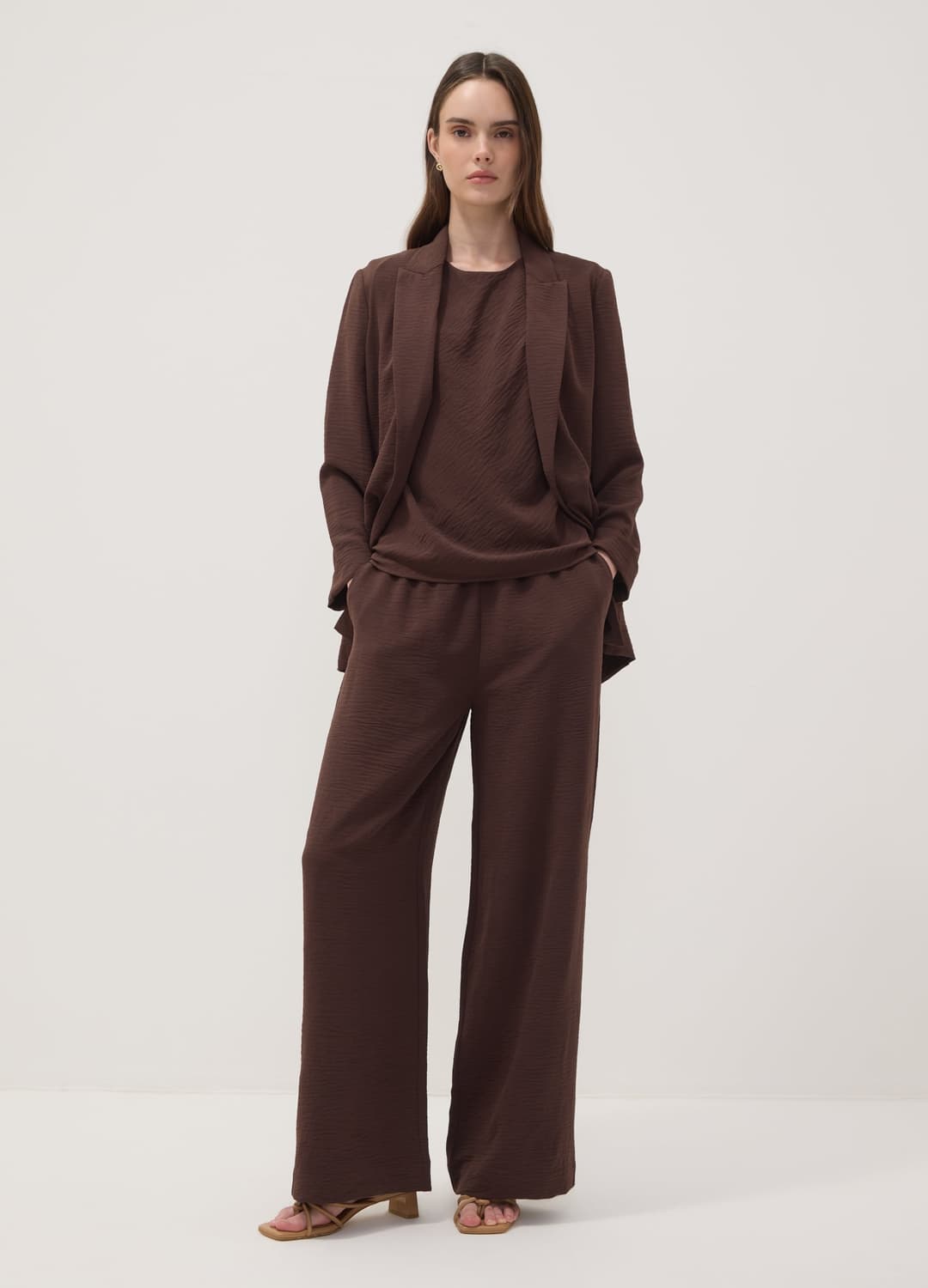 Pantaloni Marroni Wide Leg Con Vita Elasticizzata | OVS Pantaloni Marroni Wide Leg Con Vita Elasticizzata - 0 | OVS