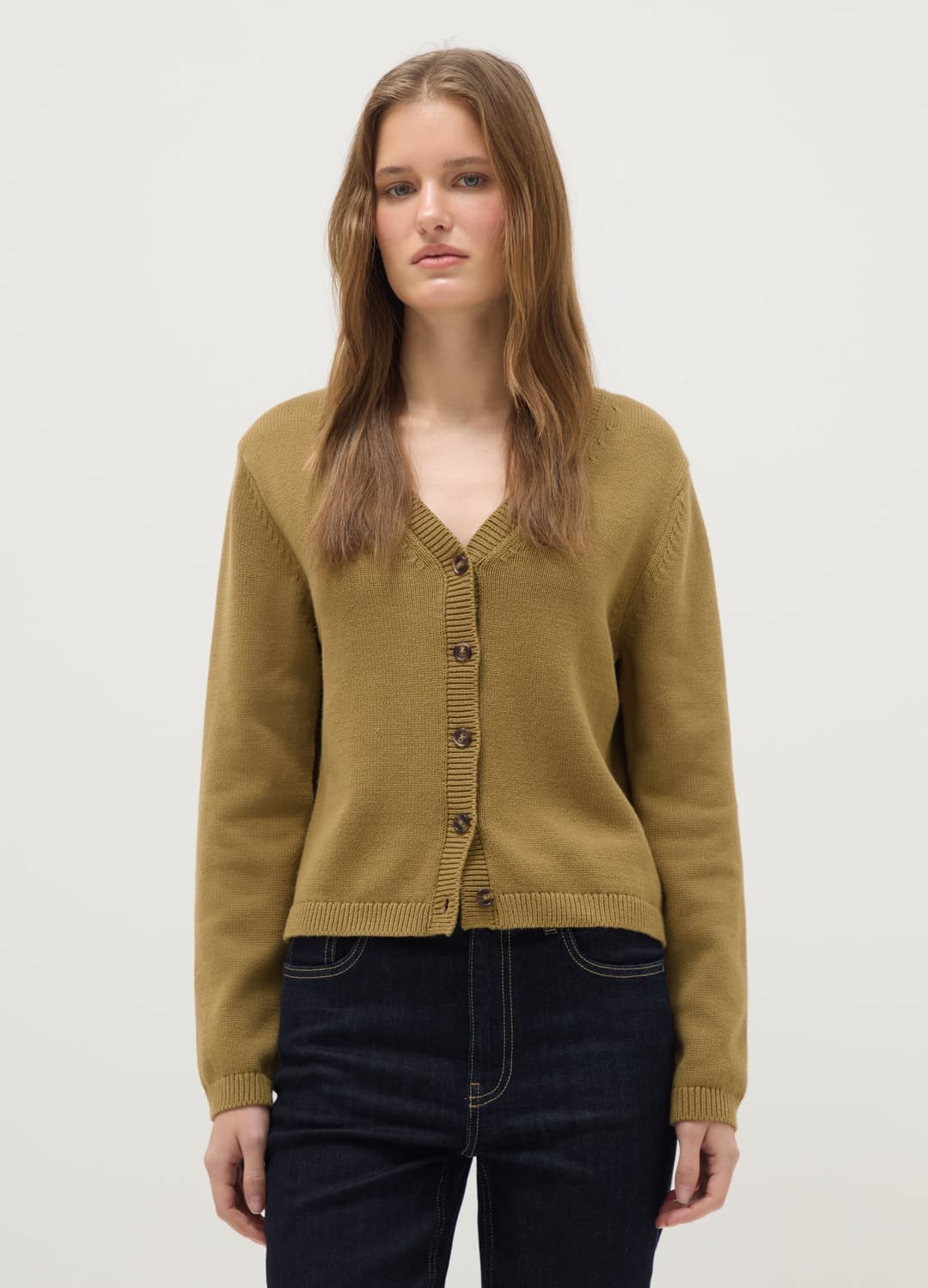 Grüne V-ausschnitt-strickjacke Aus Reiner Baumwolle Im Regular Fit | OVS Grüne V-ausschnitt-strickjacke Aus Reiner Baumwolle Im Regular Fit - 1 | OVS