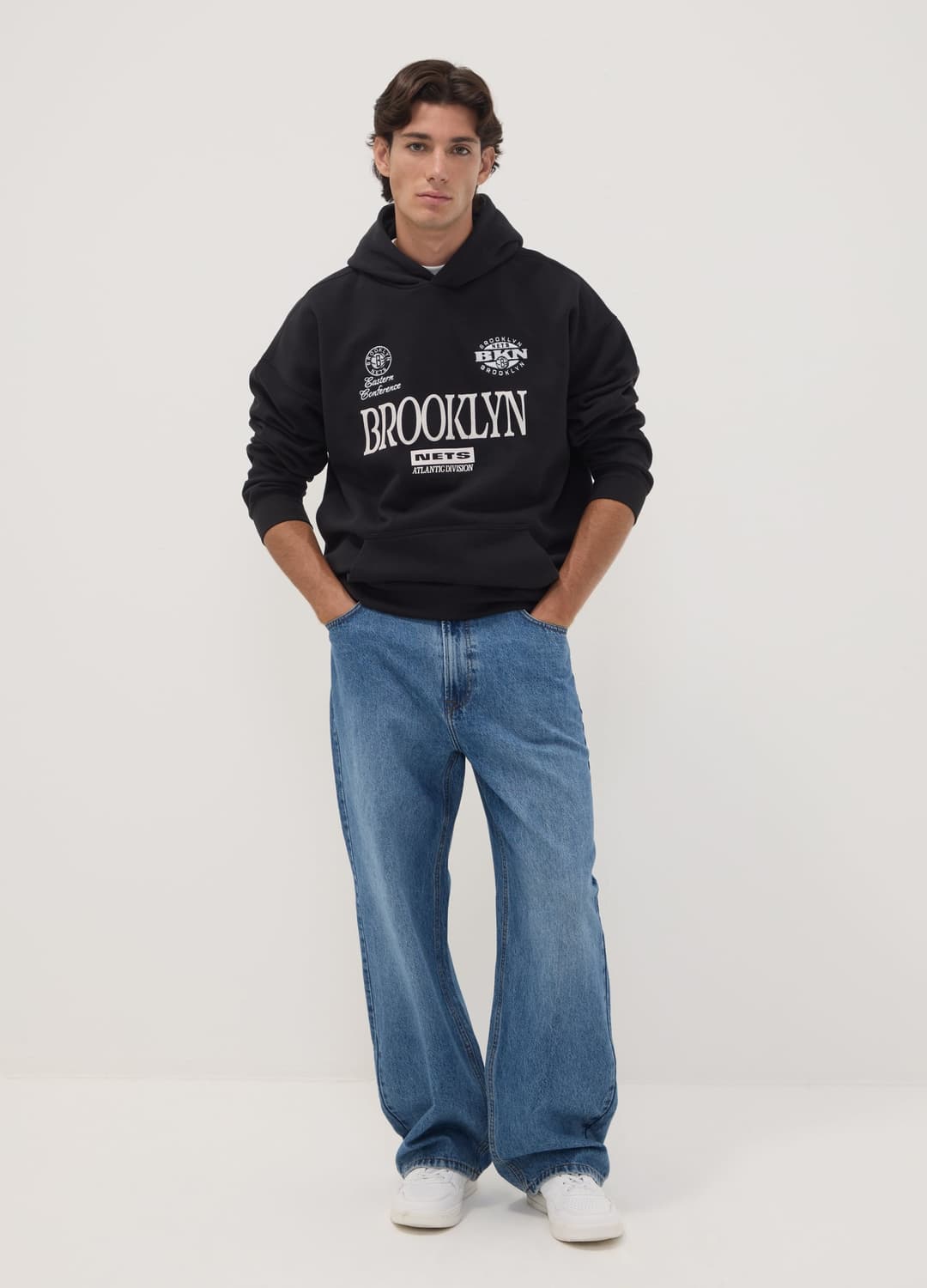 Felpa Nera Con Cappuccio In Misto Cotone Con Stampa Brooklyn Nets | OVS Felpa Nera Con Cappuccio In Misto Cotone Con Stampa Brooklyn Nets - 1 | OVS