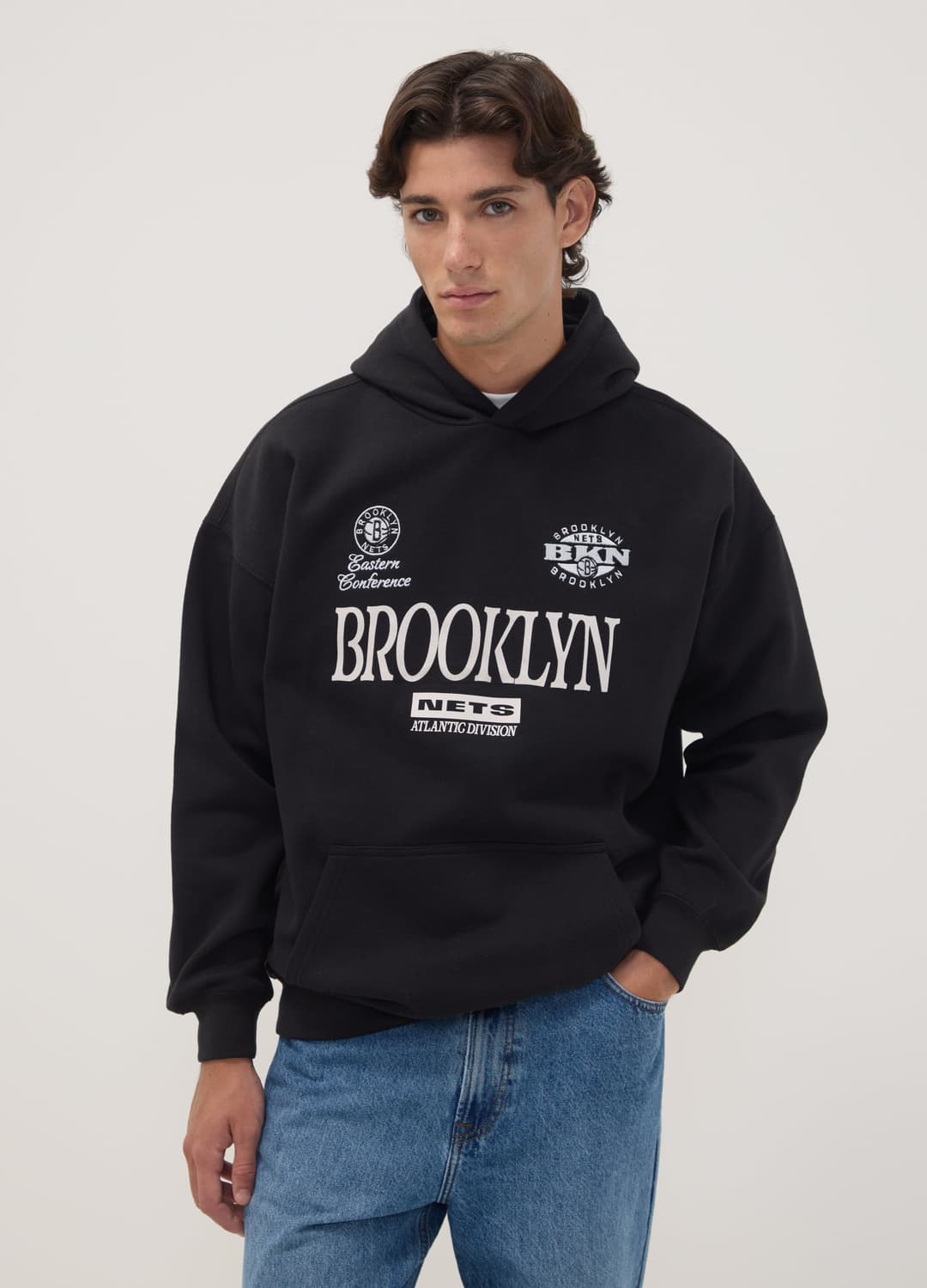 Felpa Nera Con Cappuccio In Misto Cotone Con Stampa Brooklyn Nets | OVS Felpa Nera Con Cappuccio In Misto Cotone Con Stampa Brooklyn Nets - 2 | OVS
