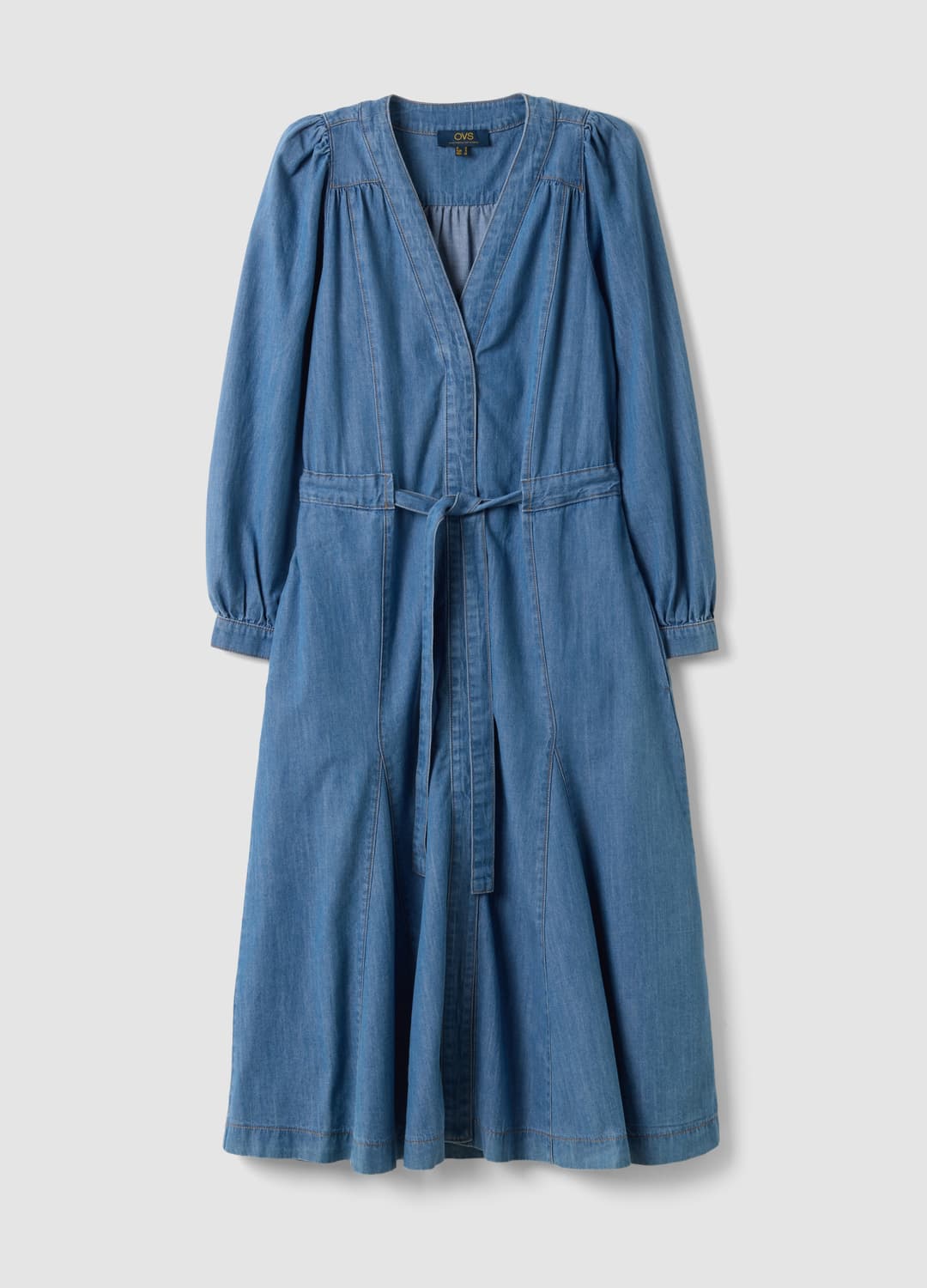 Abito Denim Blu In Puro Cotone Con Scollo Profondo A V Regular Fit | OVS Abito Denim Blu In Puro Cotone Con Scollo Profondo A V Regular Fit - 4 | OVS