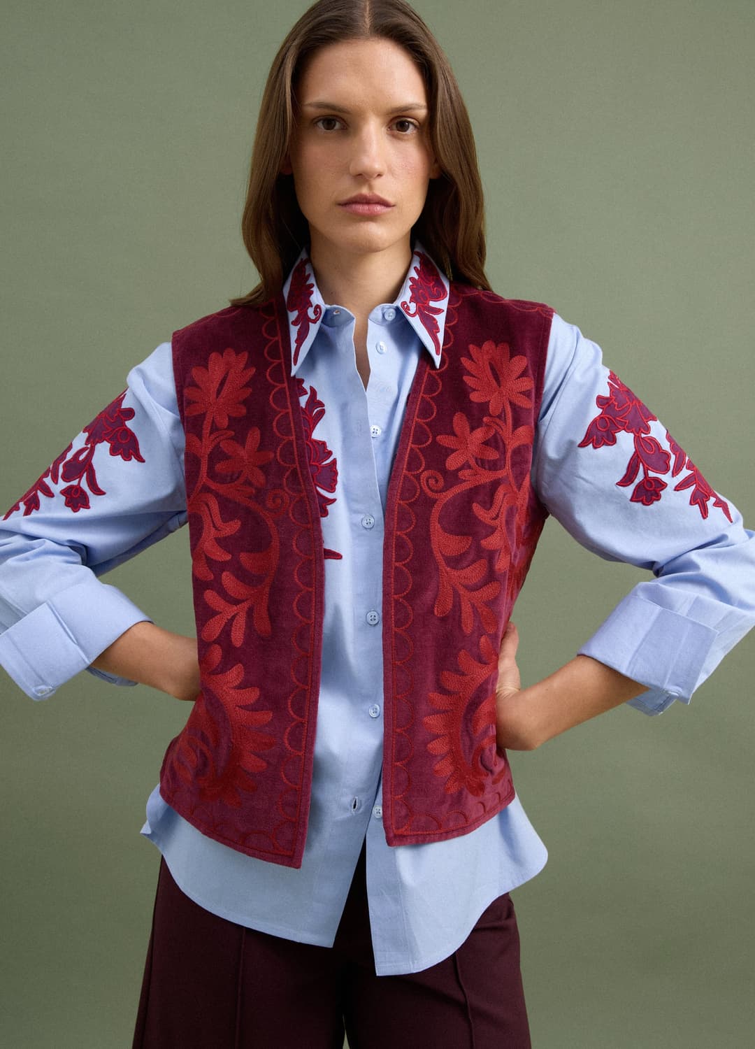 Gilet Rosso In Puro Cotone Con Ricami Floreali | OVS Gilet Rosso In Puro Cotone Con Ricami Floreali - 0 | OVS