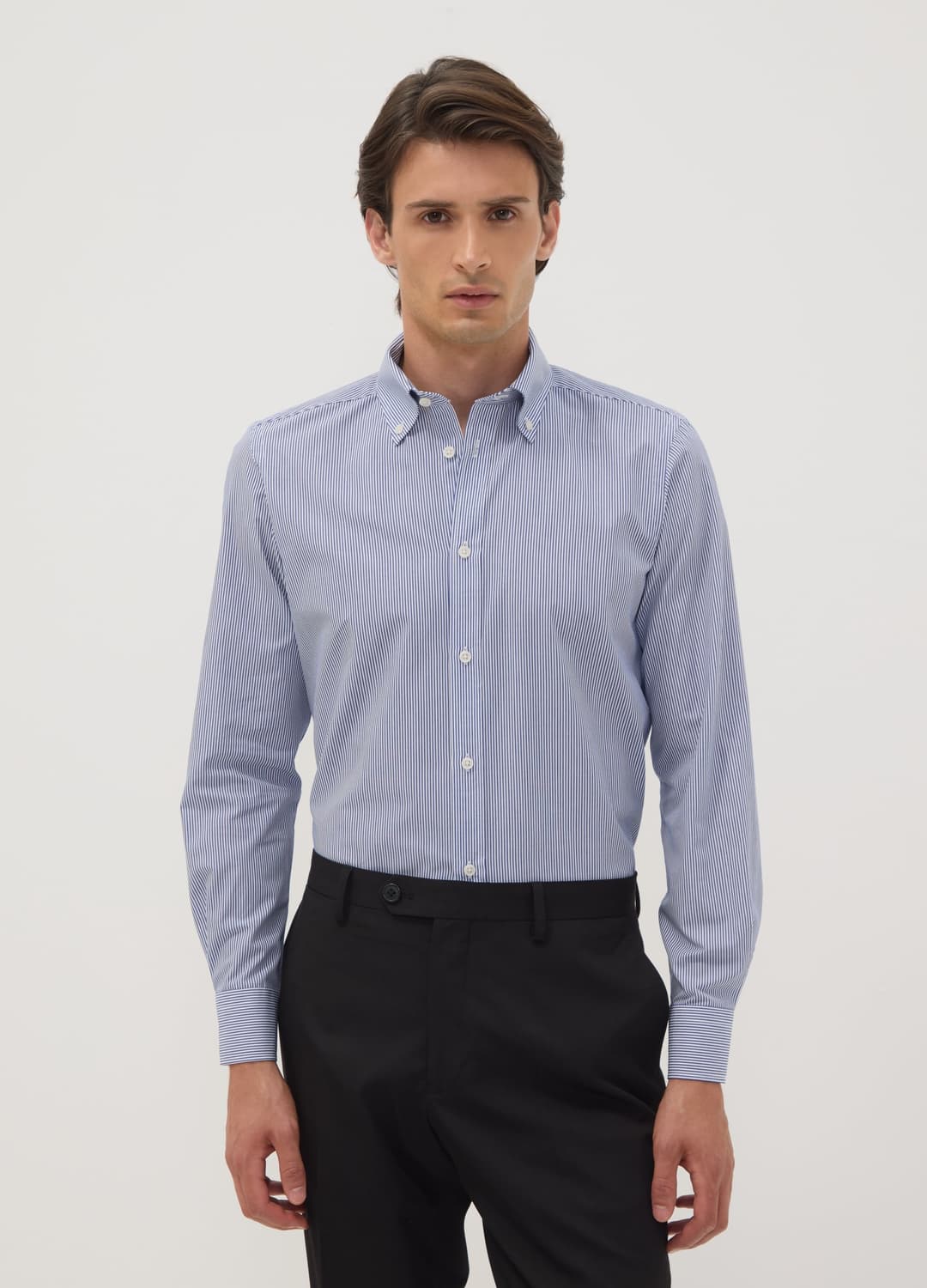 Camicia Blu A Righe In Misto Cotone Button Down Easy Iron Slim Fit | OVS Camicia Blu A Righe In Misto Cotone Button Down Easy Iron Slim Fit - 0 | OVS