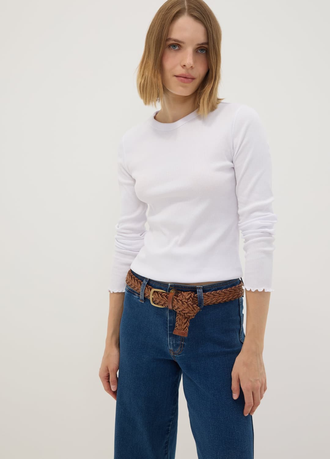 T-shirt Bianca In Puro Cotone A Maniche Lunghe Girocollo Regular Fit | OVS T-shirt Bianca In Puro Cotone A Maniche Lunghe Girocollo Regular Fit - 2 | OVS