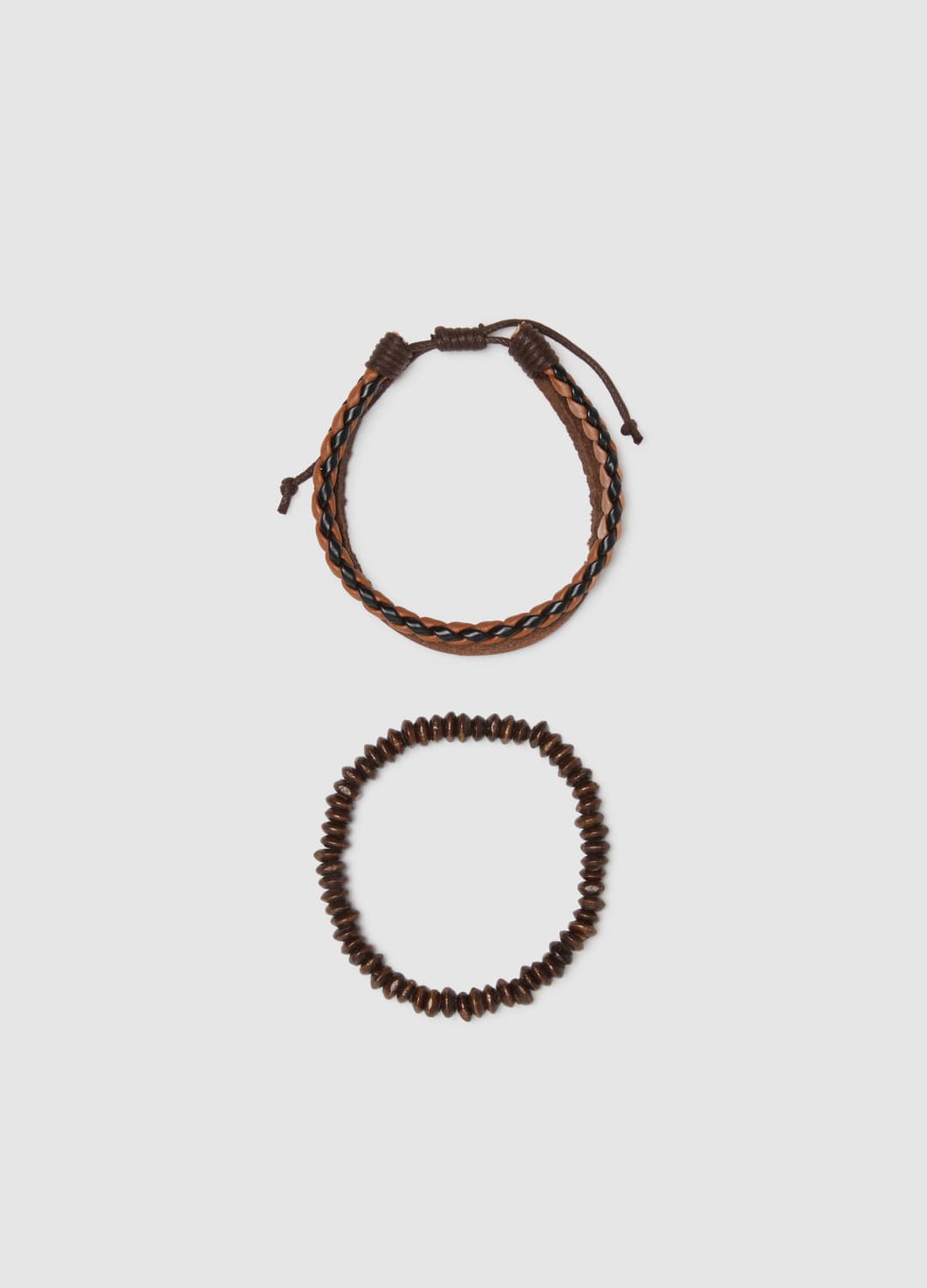 Bipack Bracciali In Vera Pelle E Legno Marrone | OVS Bipack Bracciali In Vera Pelle E Legno Marrone - 0 | OVS