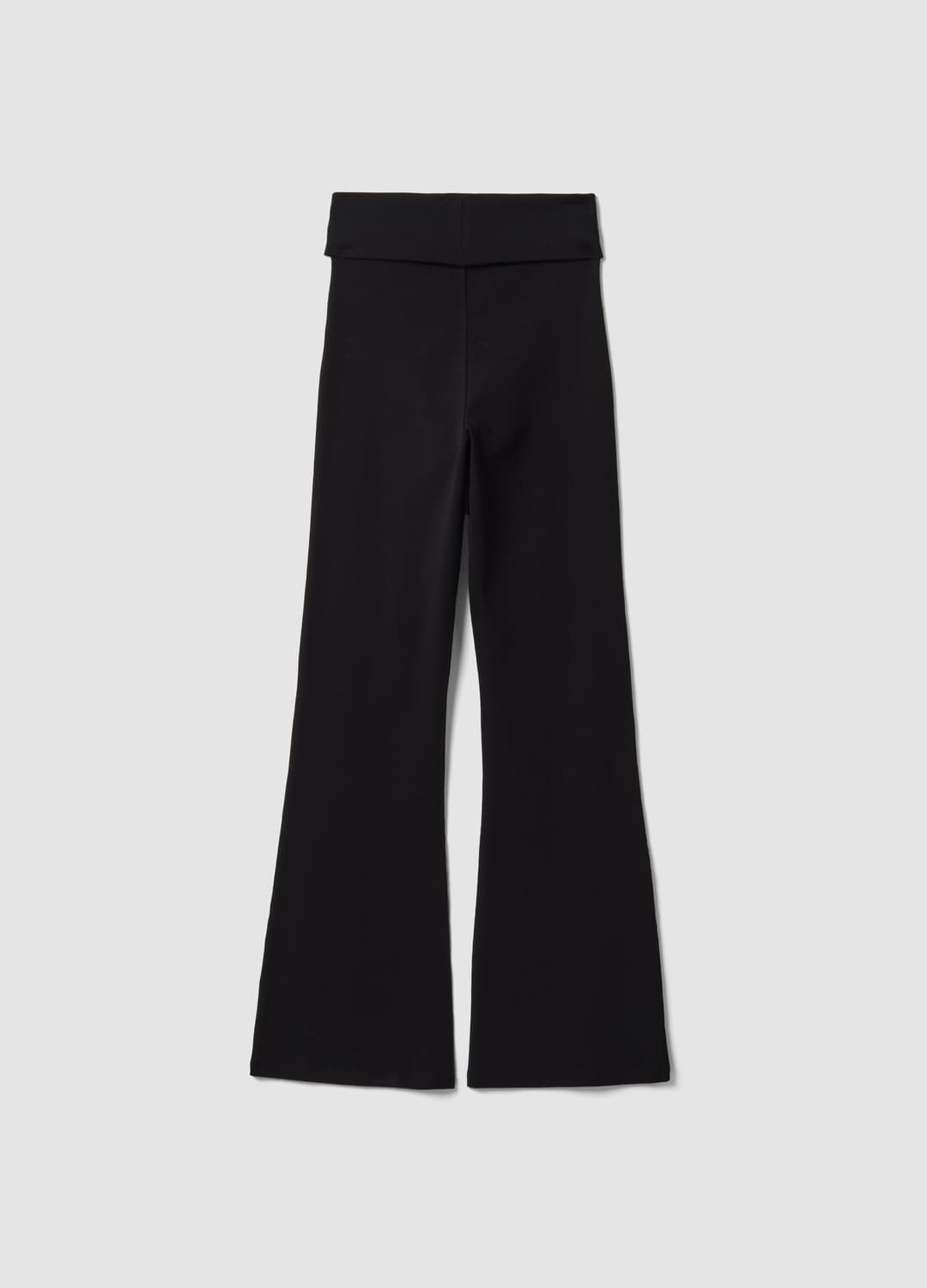 Schwarze Gerippte Flare-leggings Aus Reiner Baumwolle | OVS Schwarze Gerippte Flare-leggings Aus Reiner Baumwolle - 2 | OVS