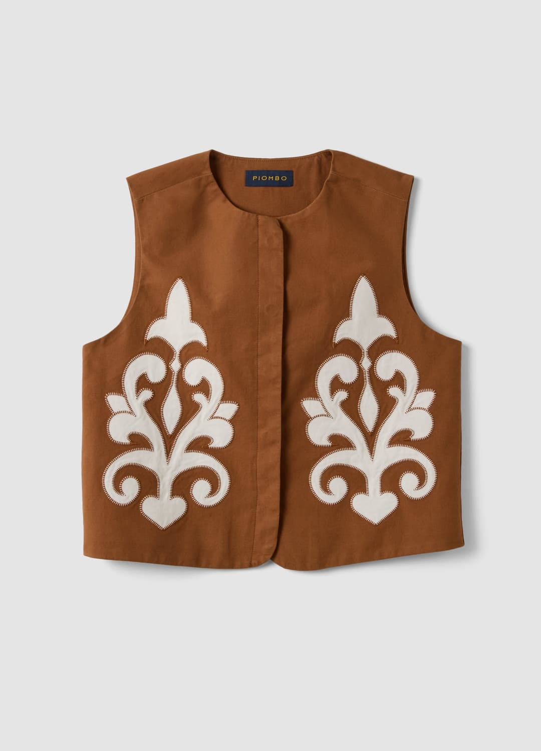 Gilet Marrone In Misto Lino E Lyocell Con Ricami Applicati | OVS Gilet Marrone In Misto Lino E Lyocell Con Ricami Applicati - 4 | OVS