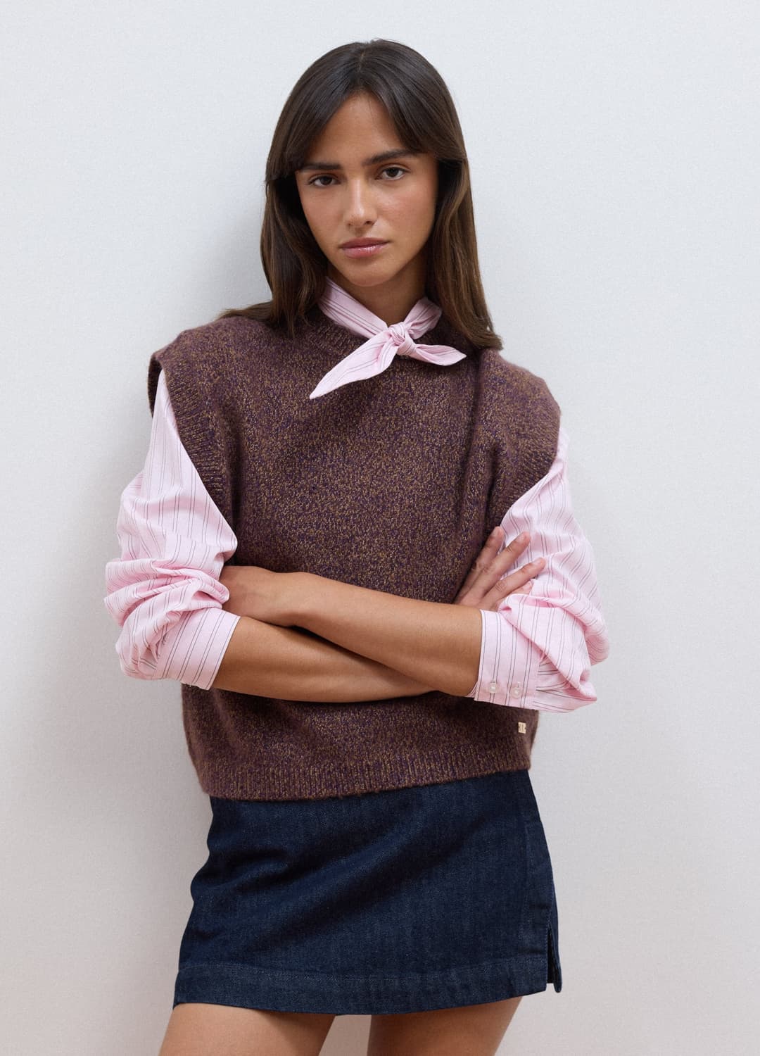 Gilet Marrone Girocollo In Misto Lyocell E Lana | OVS Gilet Marrone Girocollo In Misto Lyocell E Lana - 0 | OVS