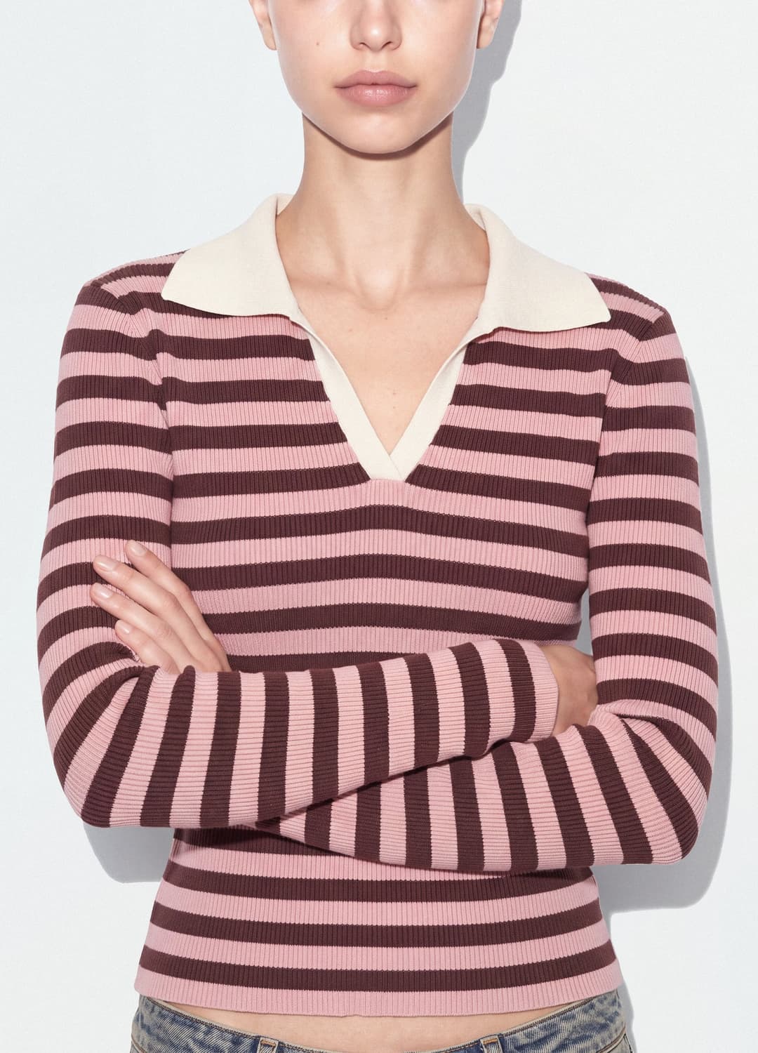 Mehrfarbig Gestreifter Strickpullover Aus Viskosemix Mit Polokragen | OVS Mehrfarbig Gestreifter Strickpullover Aus Viskosemix Mit Polokragen - 10 | OVS