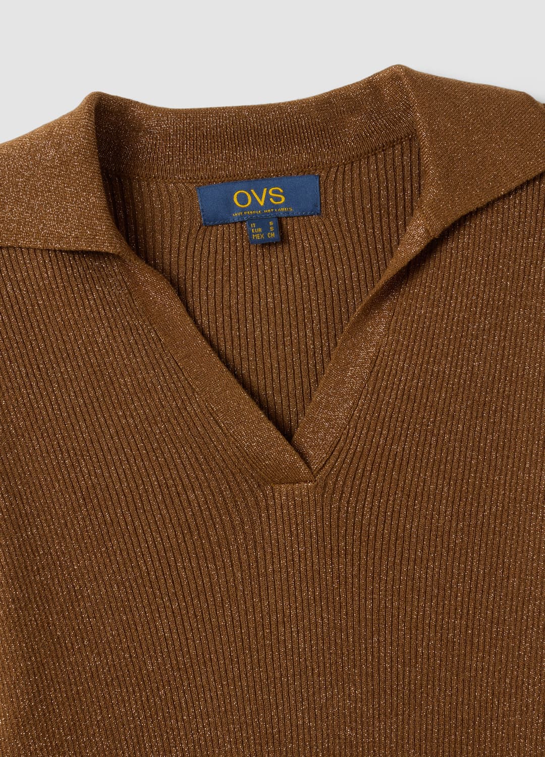 Braunes Rippstrick-top Aus Viskosemix Mit Polokragen | OVS Braunes Rippstrick-top Aus Viskosemix Mit Polokragen - 12 | OVS
