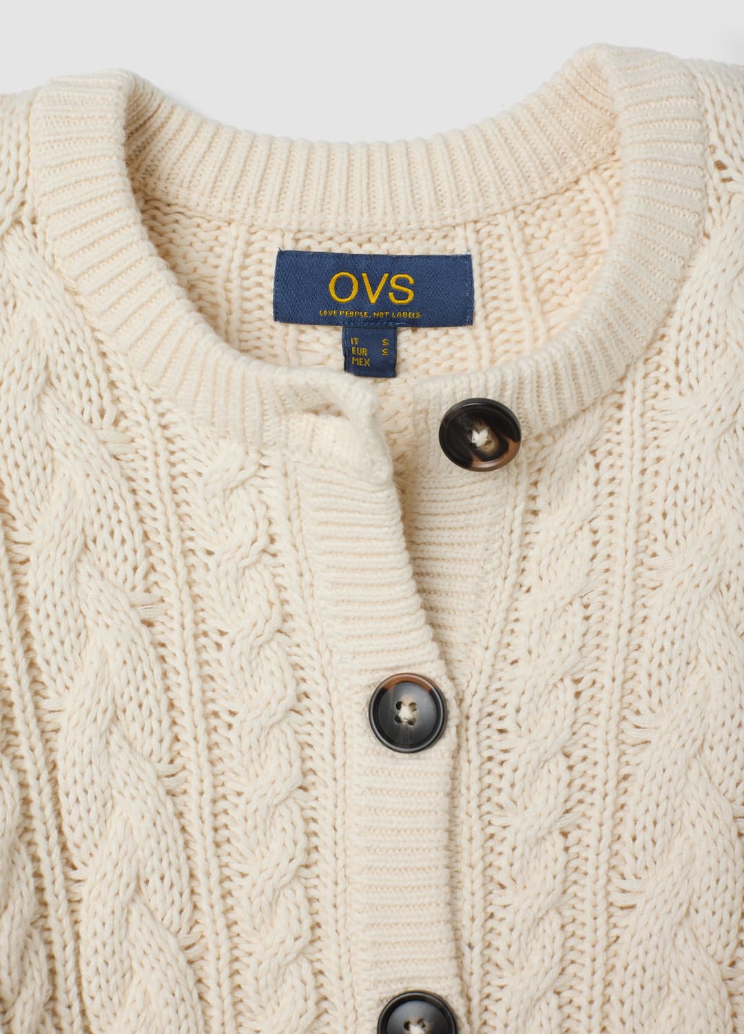 Cardigan Beige In Misto Cotone Con Girocollo | OVS Cardigan Beige In Misto Cotone Con Girocollo - 1 | OVS