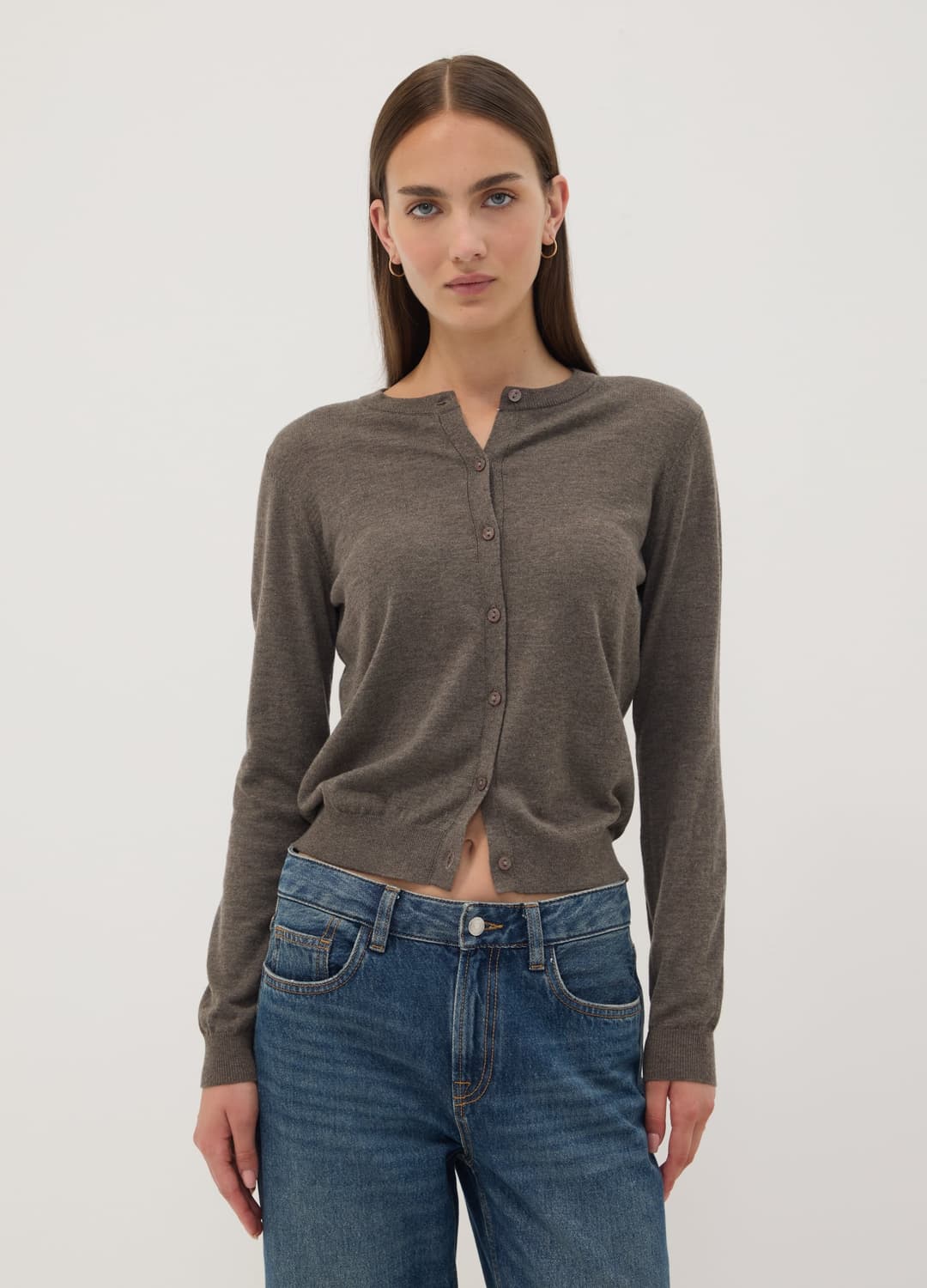 Braune Strickjacke Aus Wollmix Mit Rundhalsausschnitt | OVS Braune Strickjacke Aus Wollmix Mit Rundhalsausschnitt - 2 | OVS
