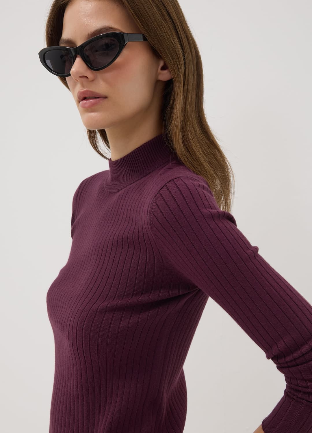 Maglia Verde In Misto Viscosa A Coste Con Collo Rialzato | OVS Maglia Verde In Misto Viscosa A Coste Con Collo Rialzato - 0 | OVS