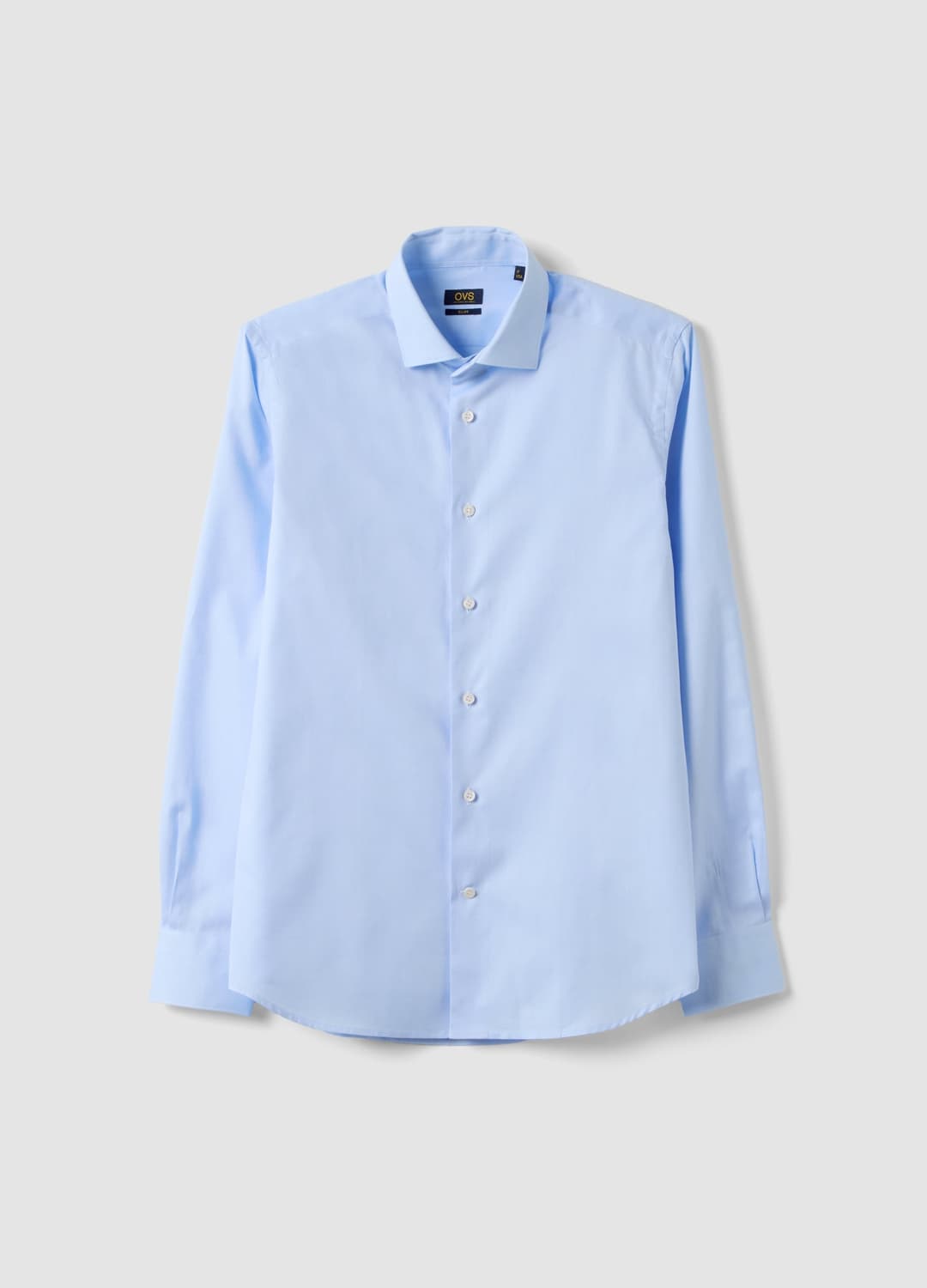 Camicia Azzurra In Puro Compact Cotton Con Collo Classico Slim Fit | OVS Camicia Azzurra In Puro Compact Cotton Con Collo Classico Slim Fit - 0 | OVS