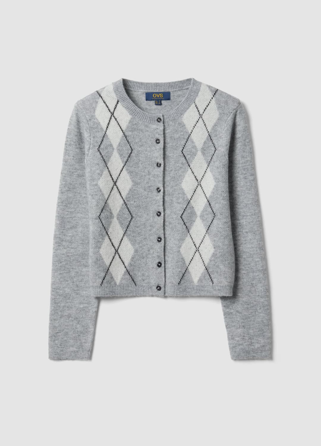 Cardigan Grigio In Lana Elasticizzata Jacquard Girocollo Regular Fit | OVS Cardigan Grigio In Lana Elasticizzata Jacquard Girocollo Regular Fit - 4 | OVS