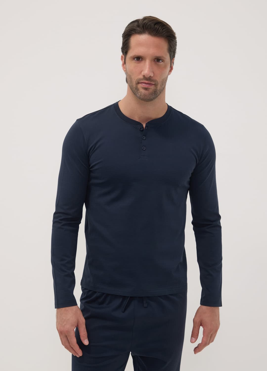 Pigiama Blu In Puro Cotone Organico Con Scollo Serafino Regular Fit | OVS Pigiama Blu In Puro Cotone Organico Con Scollo Serafino Regular Fit - 1 | OVS