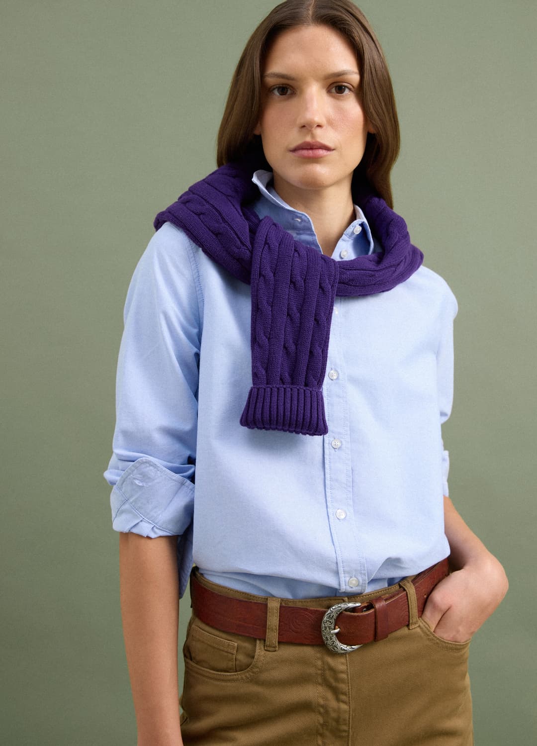 Camicia Oxford Azzurra A Righe Bianche In Puro Cotone Comfort Fit | OVS Camicia Oxford Azzurra A Righe Bianche In Puro Cotone Comfort Fit - 7 | OVS