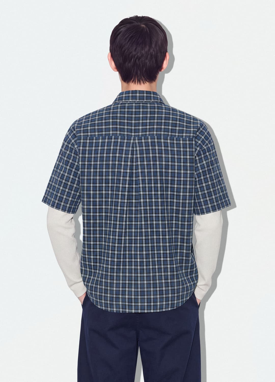 Camicia Cropped Blu A Quadri In Puro Cotone Con Maniche Doppie Over Fit | OVS Camicia Cropped Blu A Quadri In Puro Cotone Con Maniche Doppie Over Fit - 2 | OVS