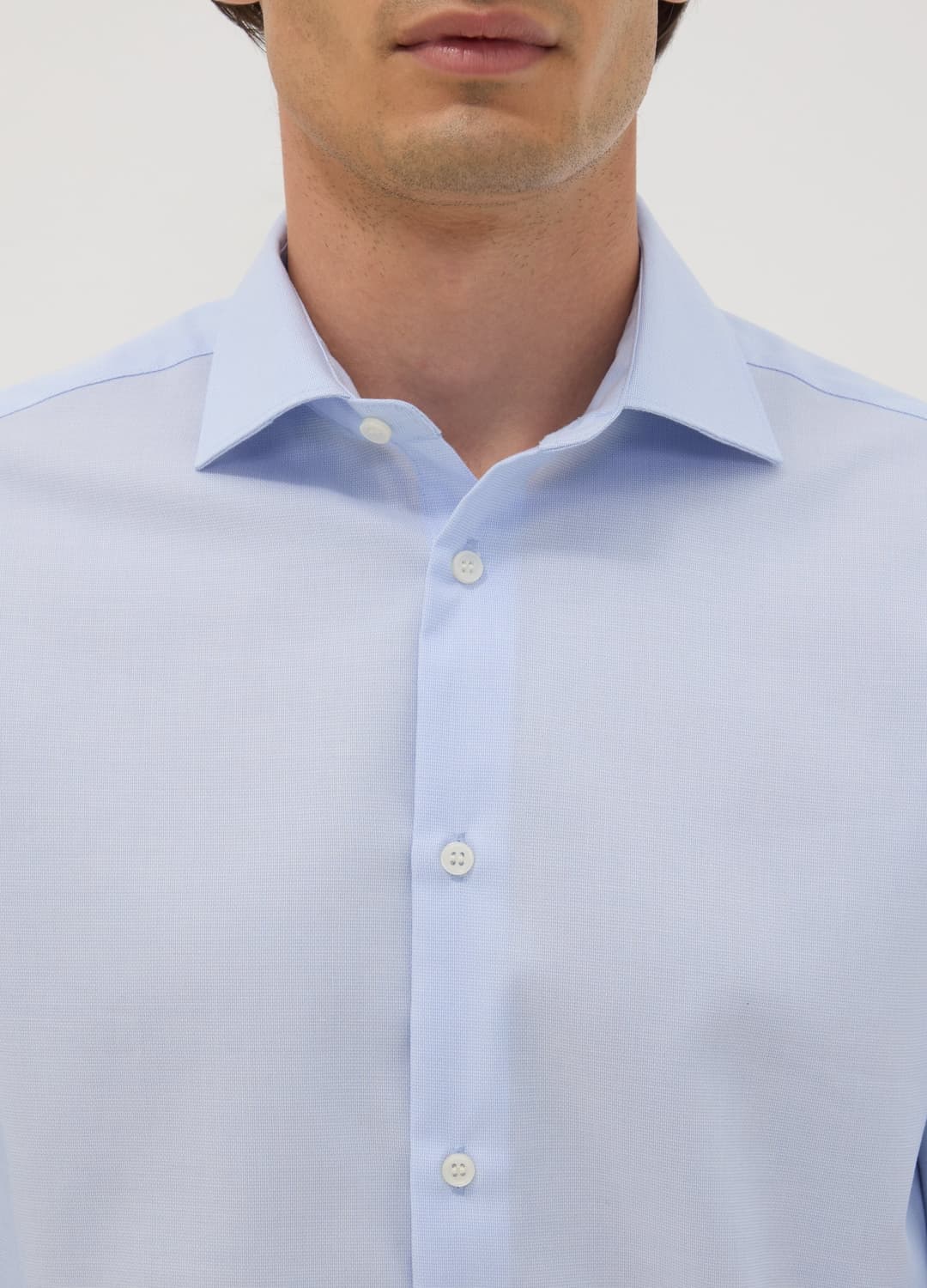 Camicia Azzurra In Puro Cotone Con Colletto Classico Slim Fit No Iron | OVS Camicia Azzurra In Puro Cotone Con Colletto Classico Slim Fit No Iron - 1 | OVS