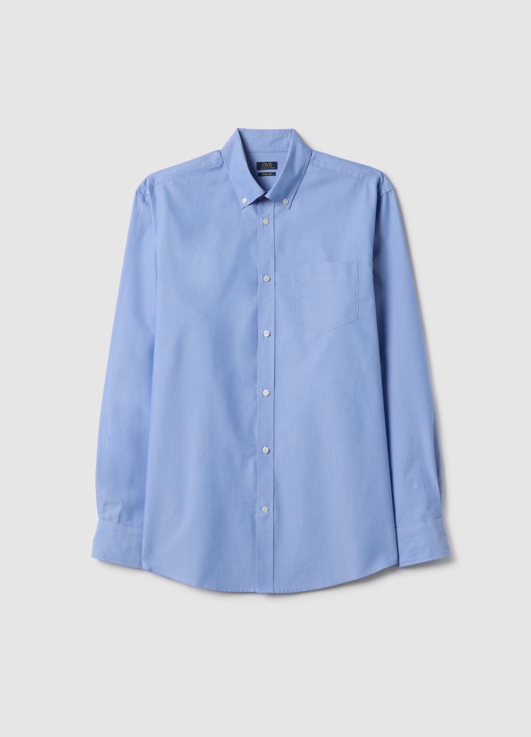 Blaue Baumwollmischung Hemd Regular Fit Easy Iron | OVS Blaue Baumwollmischung Hemd Regular Fit Easy Iron - 4 | OVS
