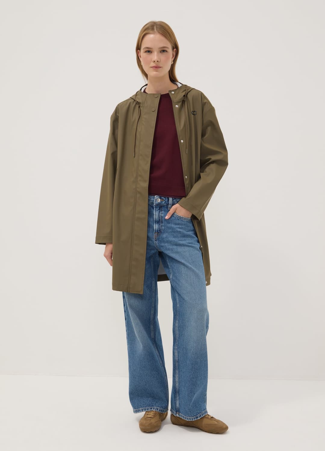 Lange Violette Jacke Mit Kapuze Und Reissverschluss | OVS Lange Violette Jacke Mit Kapuze Und Reissverschluss - 1 | OVS