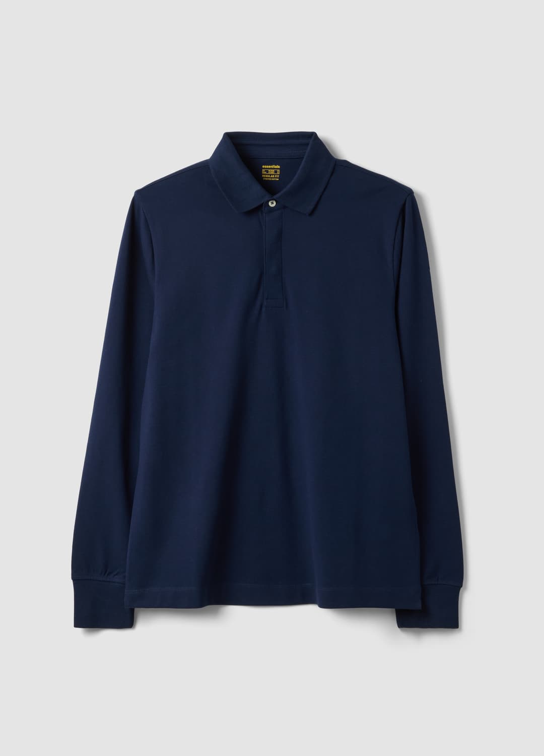 Polo Blu In Cotone Elasticizzato A Maniche Lunghe Regular Fit | OVS Polo Blu In Cotone Elasticizzato A Maniche Lunghe Regular Fit - 4 | OVS
