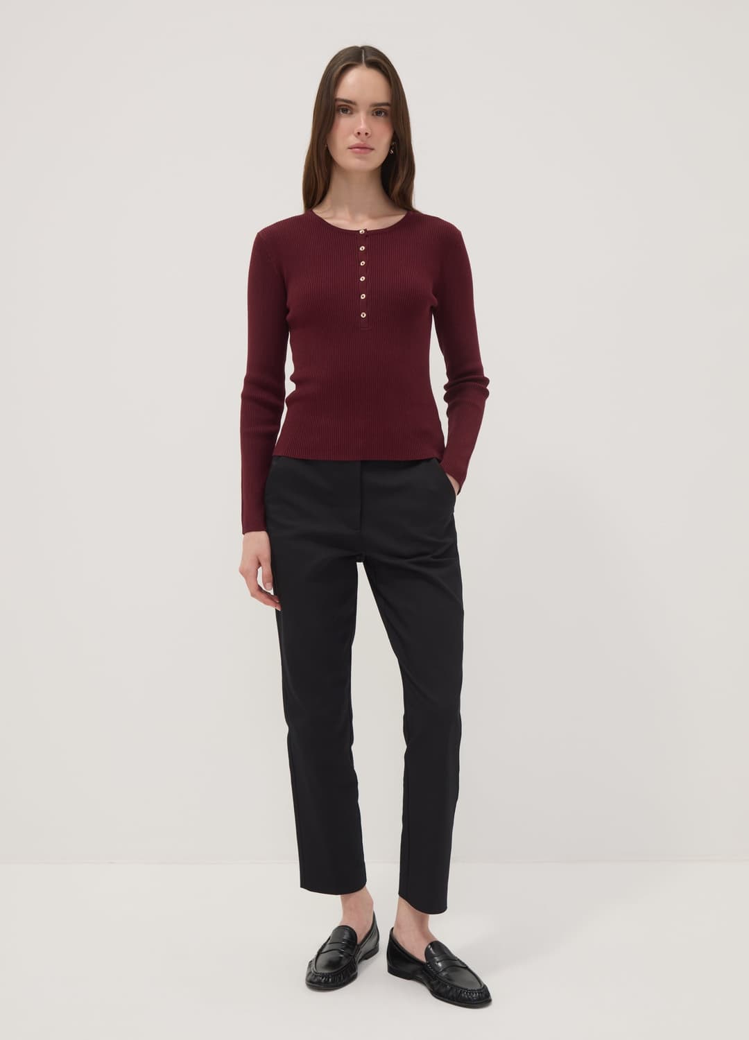Maglia Rossa In Misto Viscosa A Costine Con Bottoni Fitted | OVS Maglia Rossa In Misto Viscosa A Costine Con Bottoni Fitted - 1 | OVS