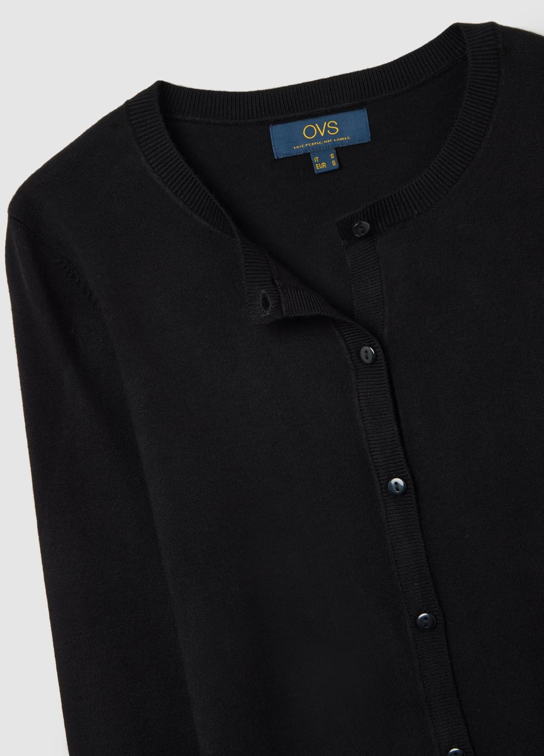Cardigan Girocollo Nero Regular Fit Con Lavorazione A Maglia Jersey | OVS Cardigan Girocollo Nero Regular Fit Con Lavorazione A Maglia Jersey - 5 | OVS